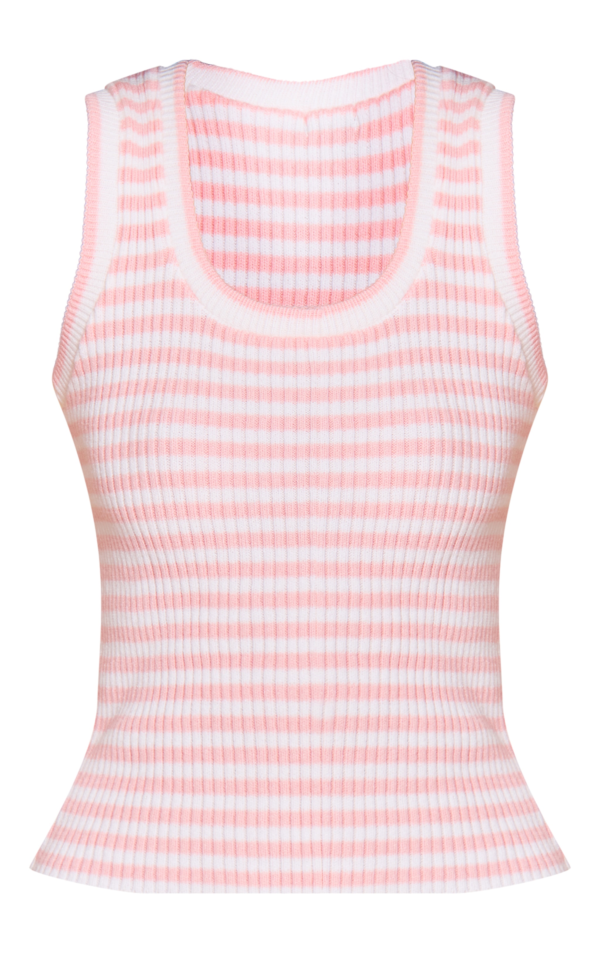 Pink Scooped Neck Striped Ribbed Vest image 5
