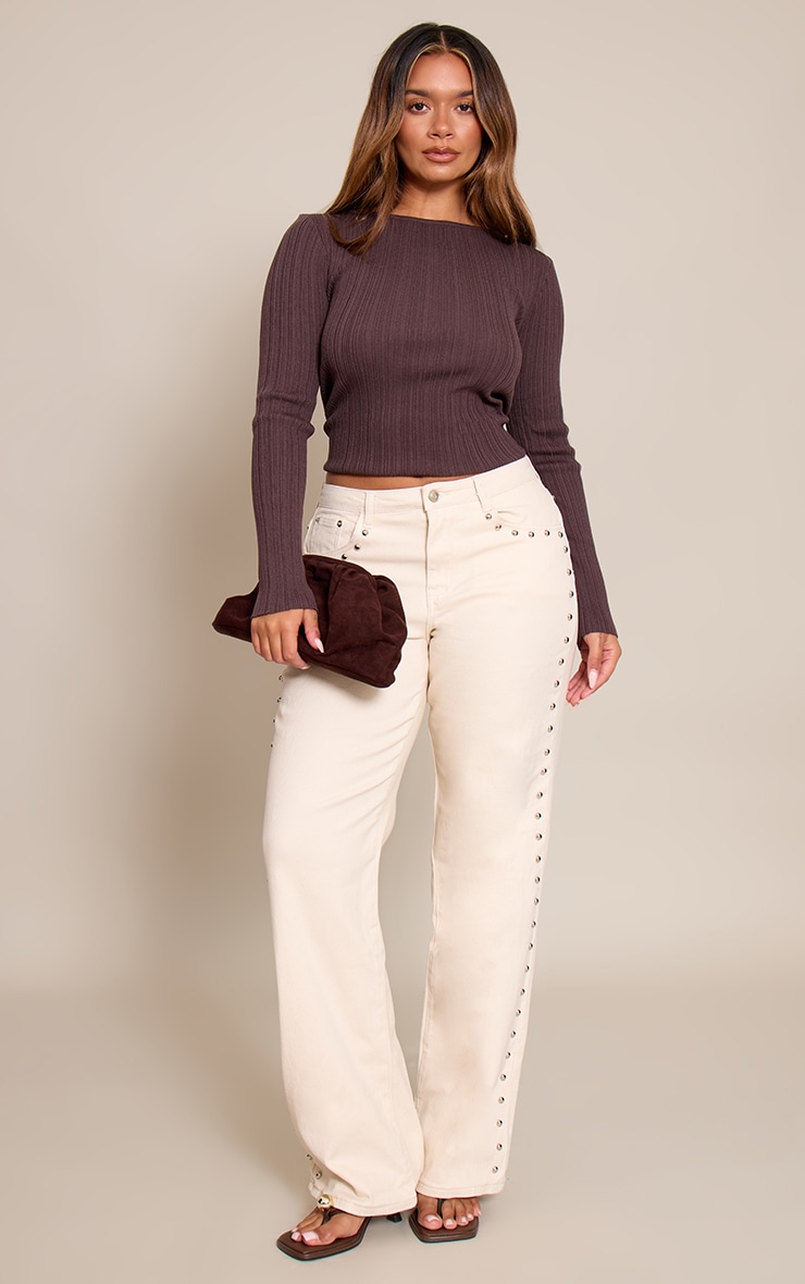Shape ecru Studded Wide Leg Jeans