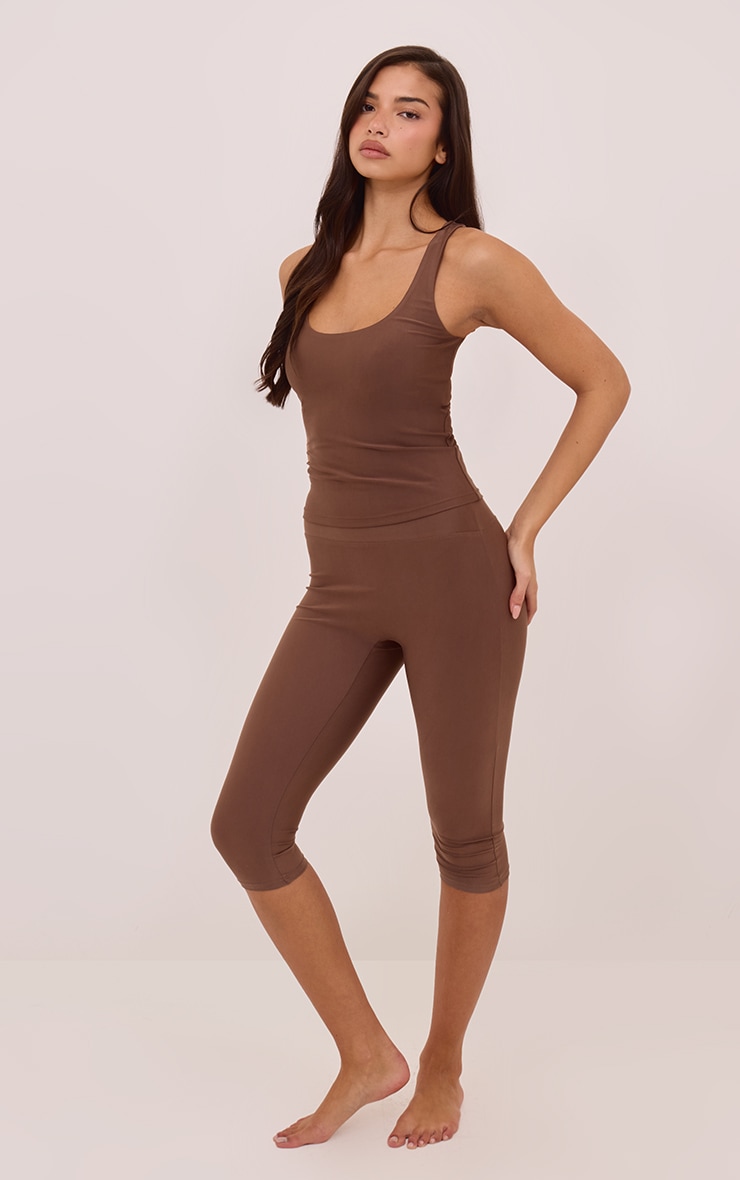 Espresso Polyamide Scoop Neck Vest Top image 3