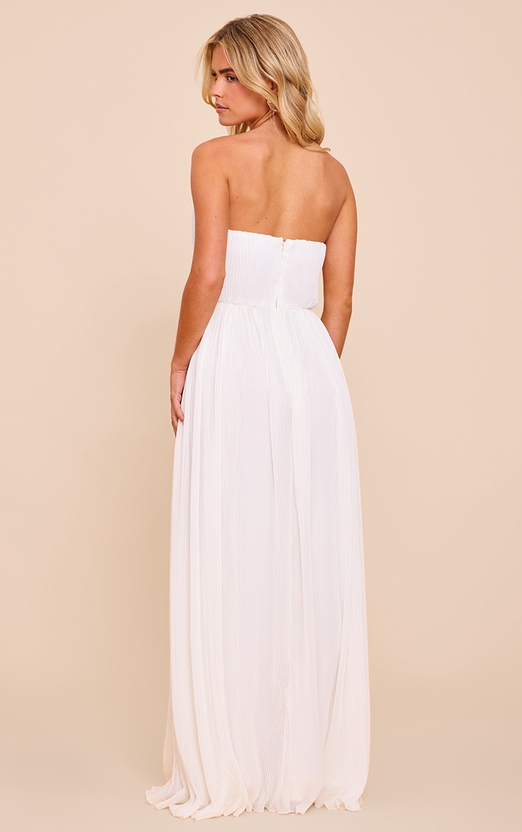 Petite Cream Plisse Scalloped Edge Maxi Dress image 2