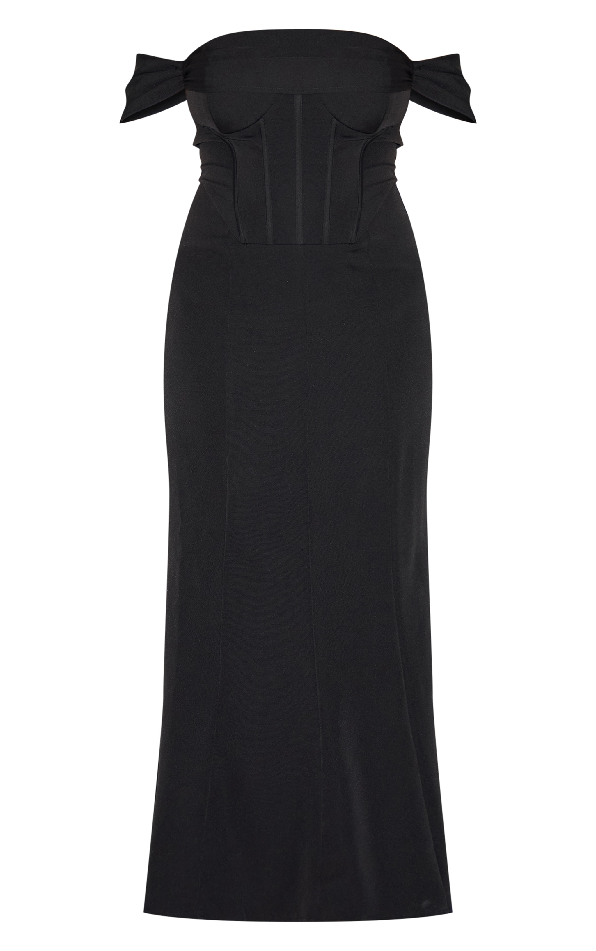Plus Black Corset Detail Bardot Dress image 5