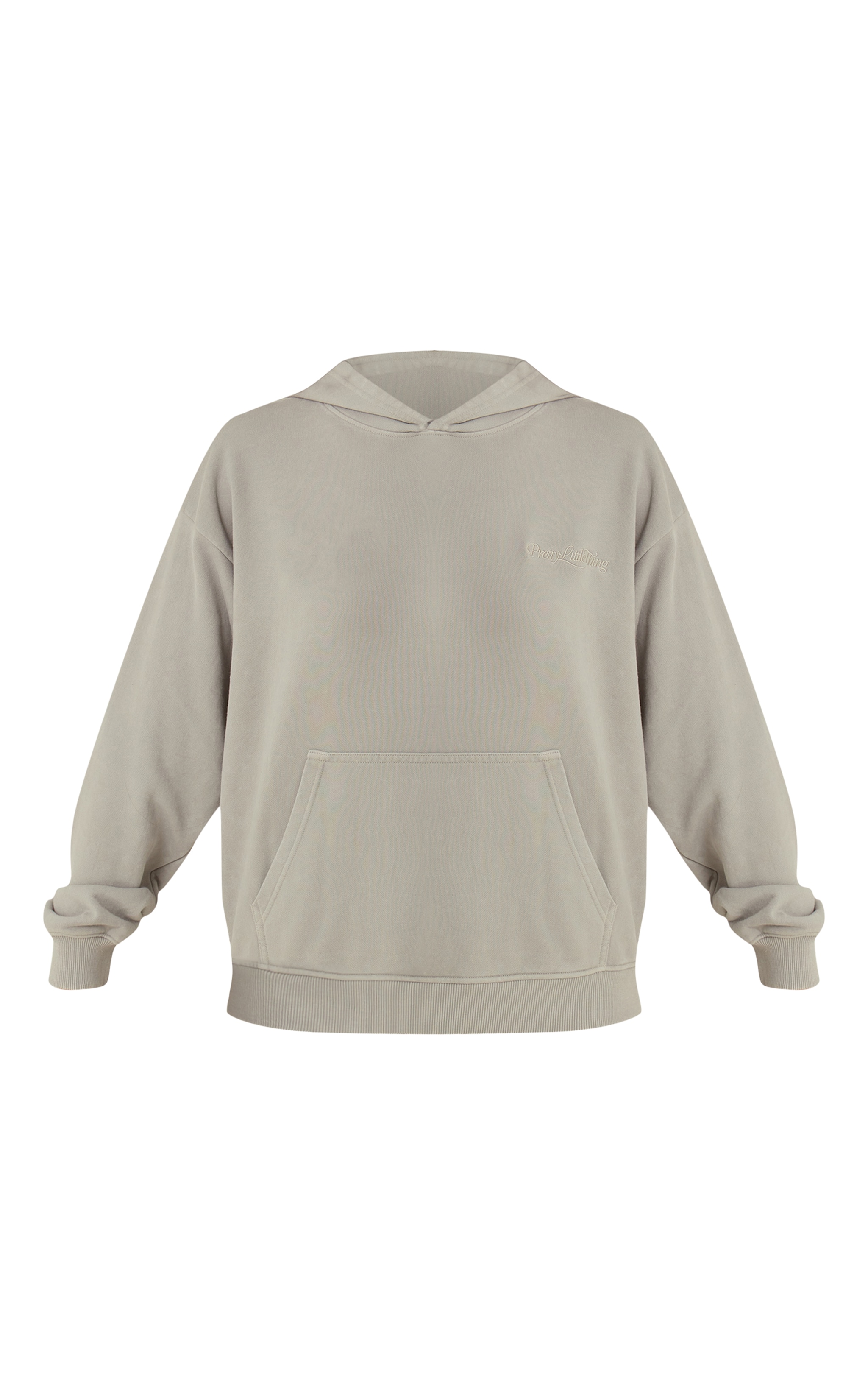 PLT Light Grey Embroidered Acid Wash Loopback Pullover Hoodie image 5