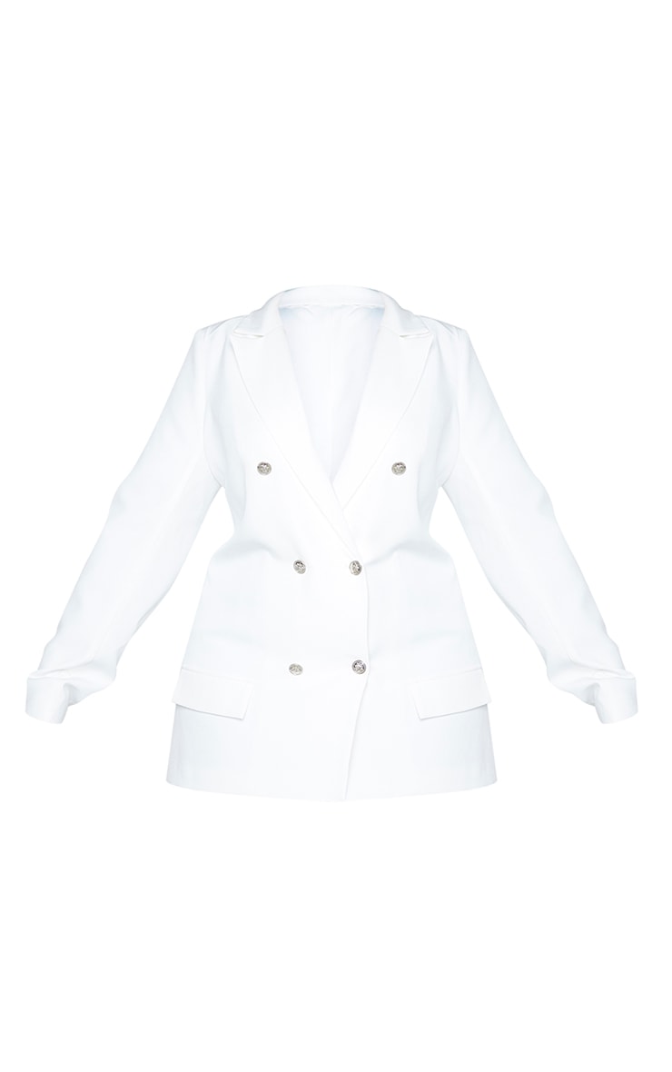 Plus White Oversized Button Detail Blazer image 5