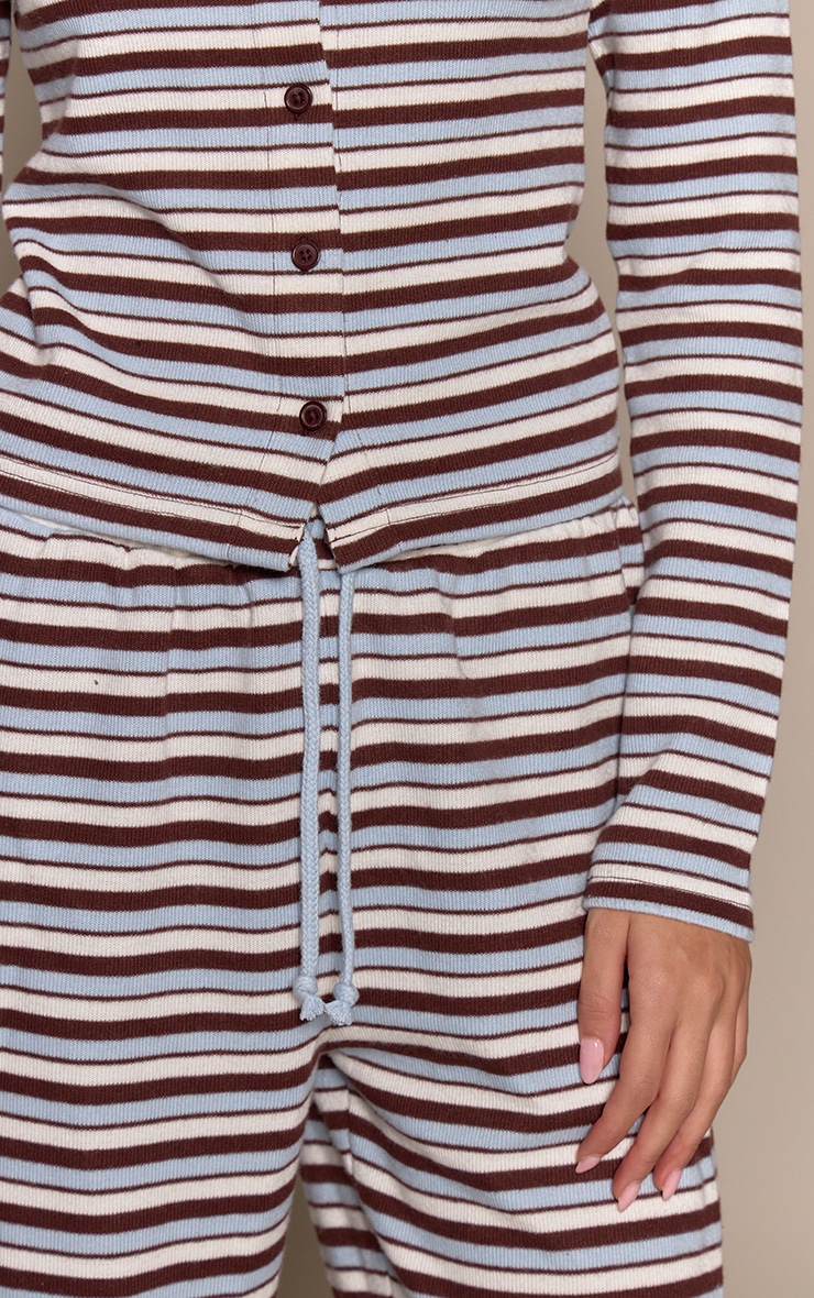 Light Blue Stripe Soft Touch Wide Leg Joggers image 4