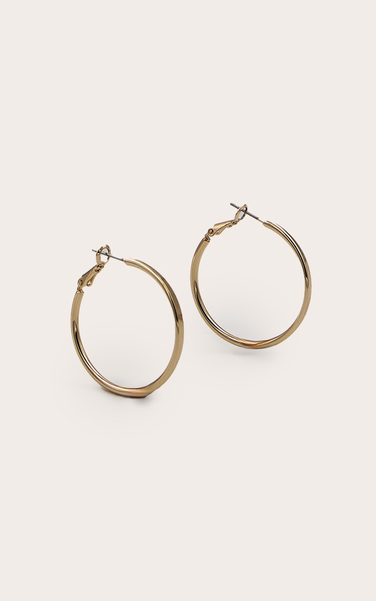 Gold Smooth Edge Hoop Earrings image 3