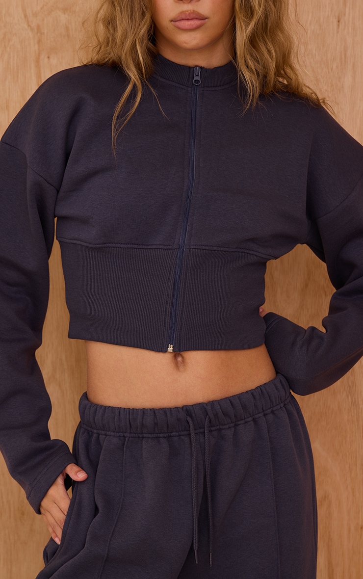 Navy Extreme Cinched Waist Sweatshirt image 4