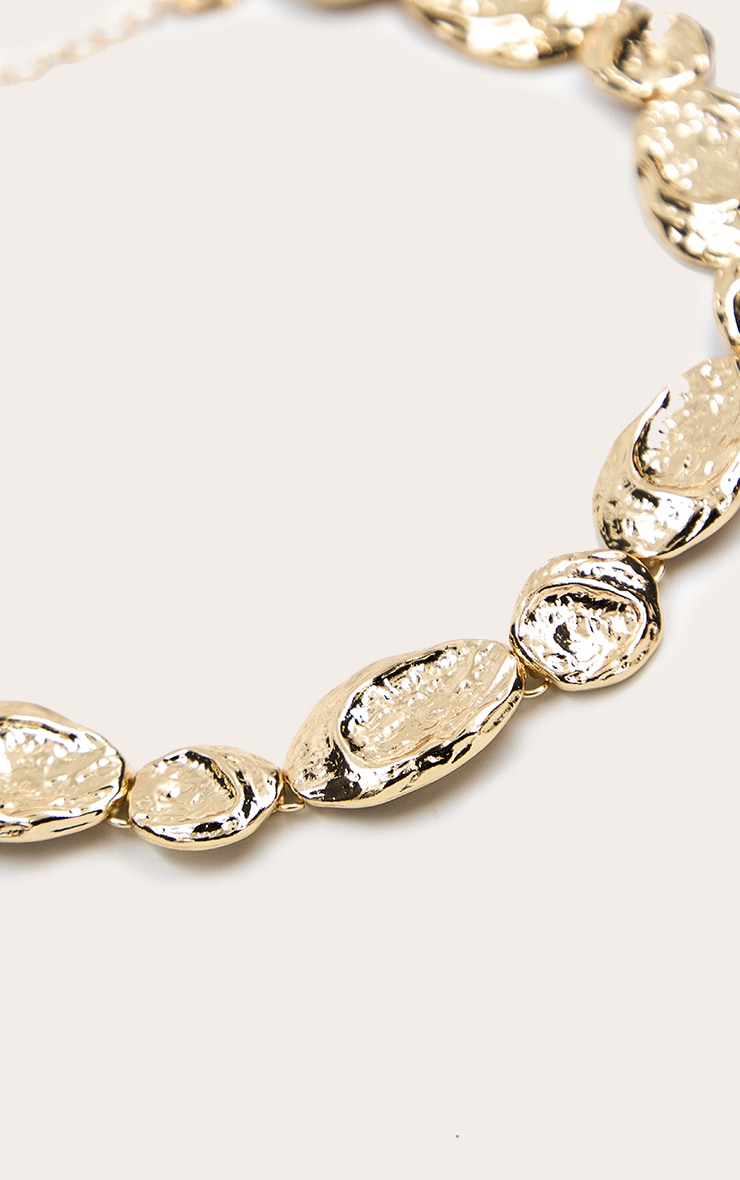Gold Textured Pebble Choker Necklace image 3
