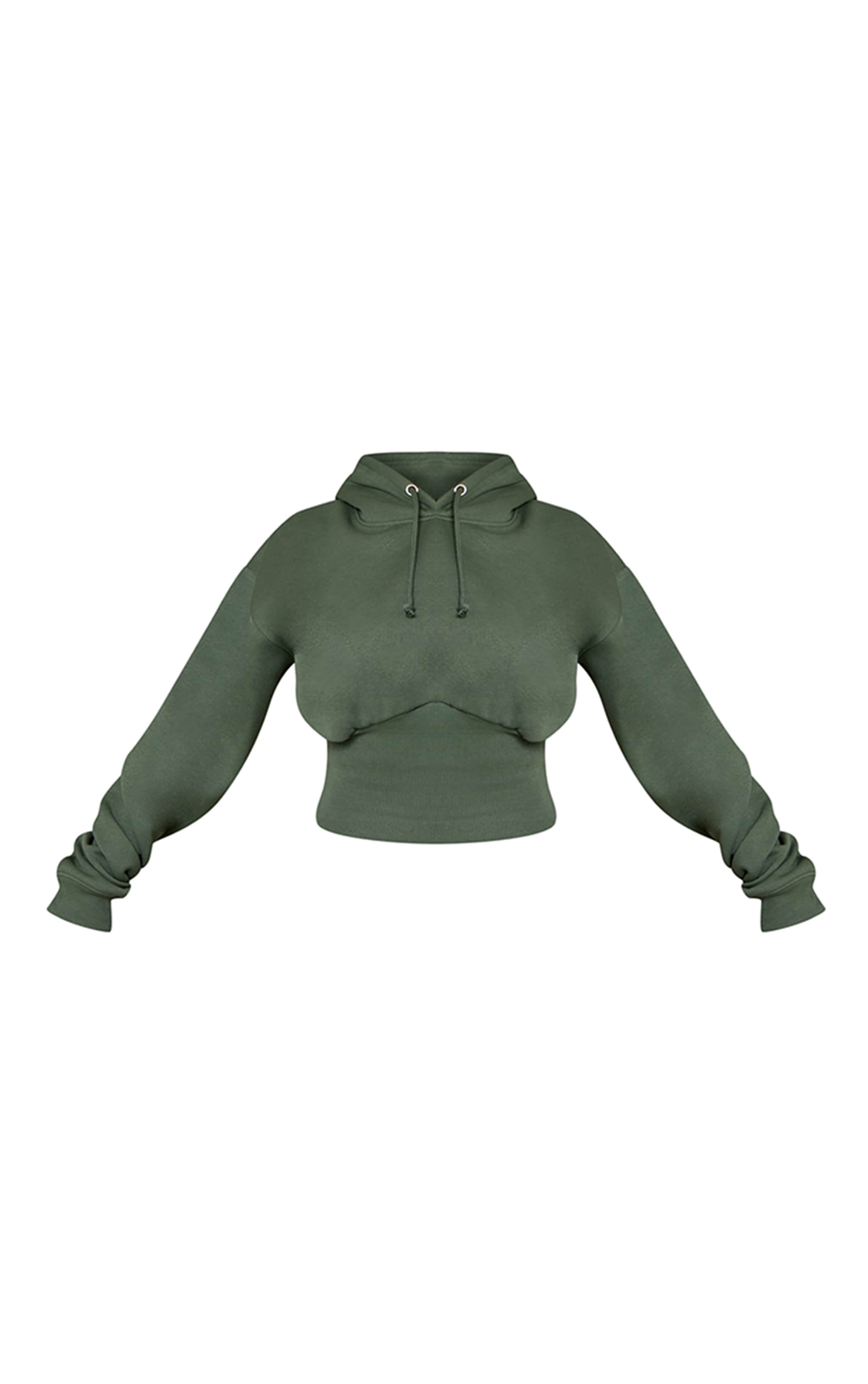Shape Hoodie court en sweat vert à taille froncée image 5