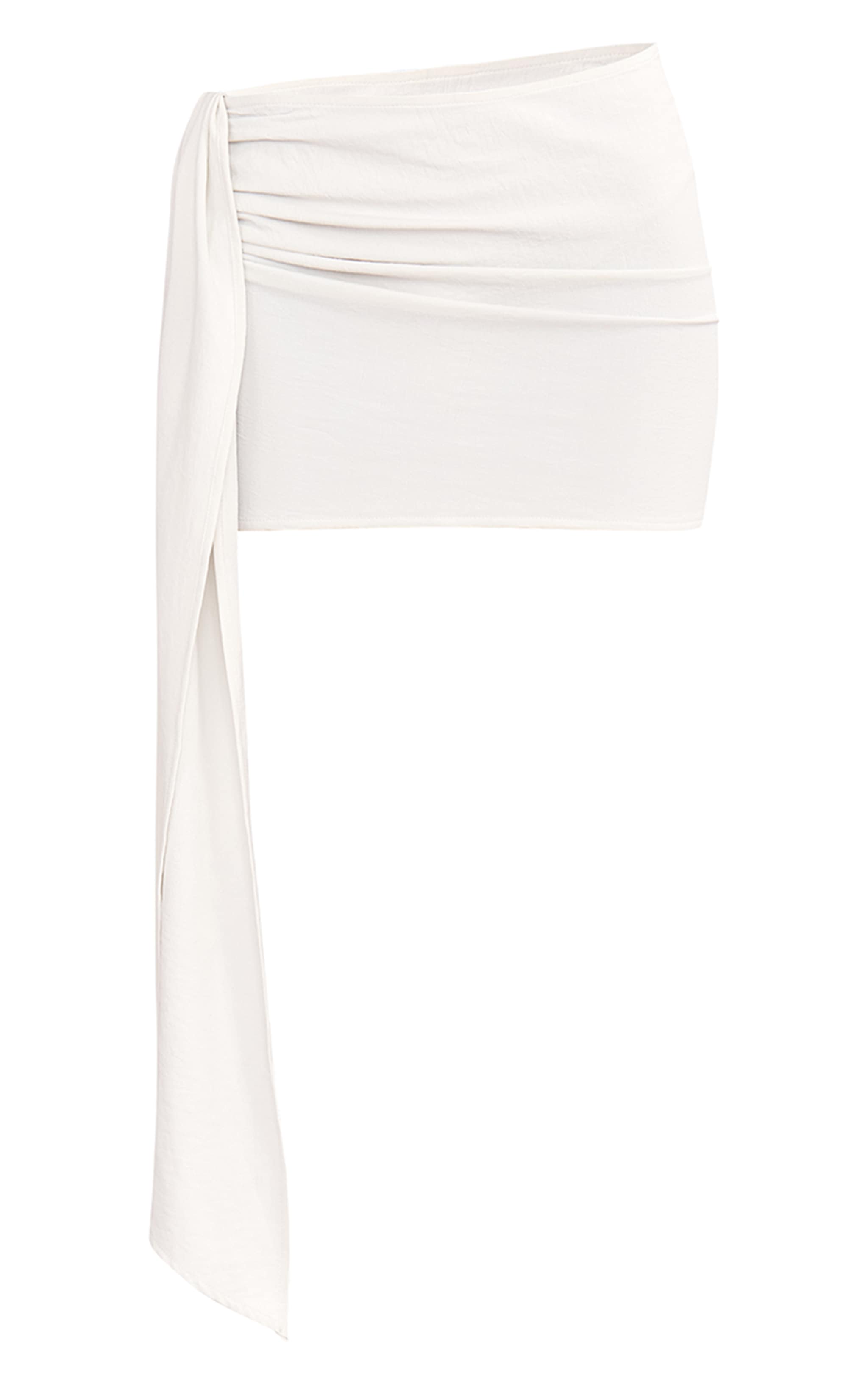 Cream Floaty Woven Knot Side Mini Skirt image 6