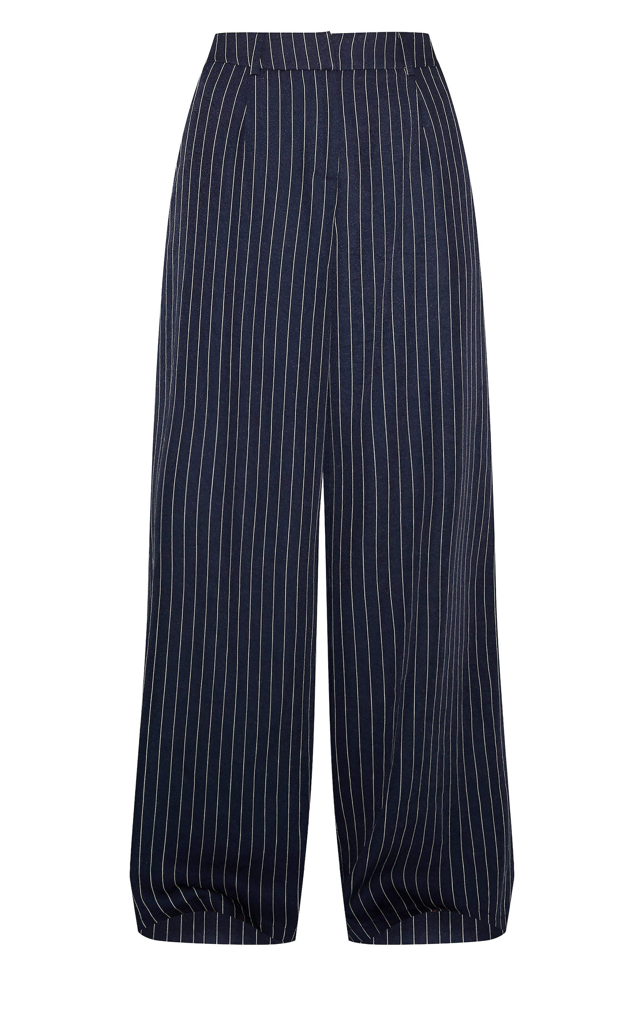 Pantalon droit tissé tailleur mi-long marine à rayures image 5