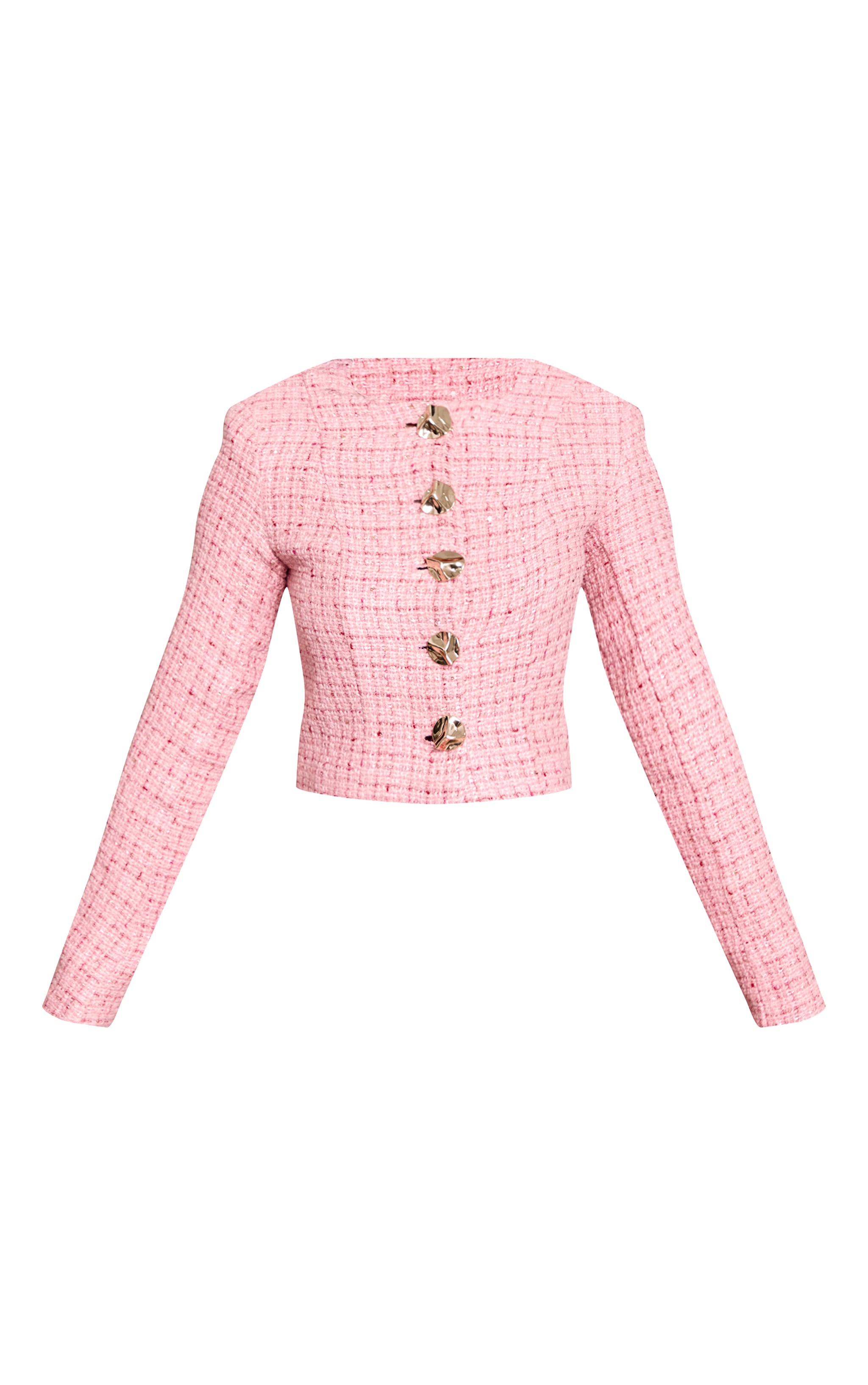 Petite Pink Sequin Tweed Button Up Cropped Jacket  image 5