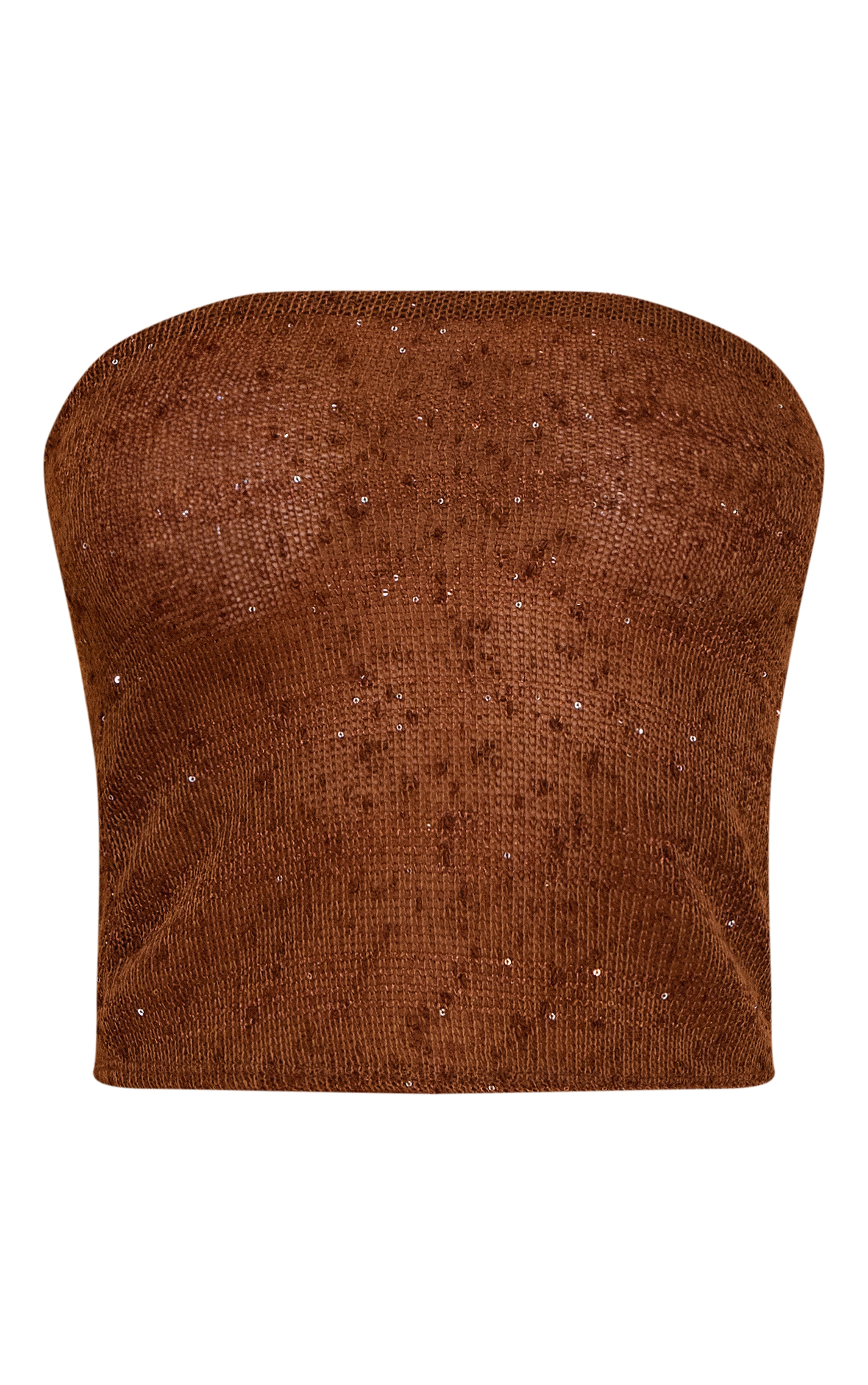 Chocolate Textured Sequin Bandeau Top image 5