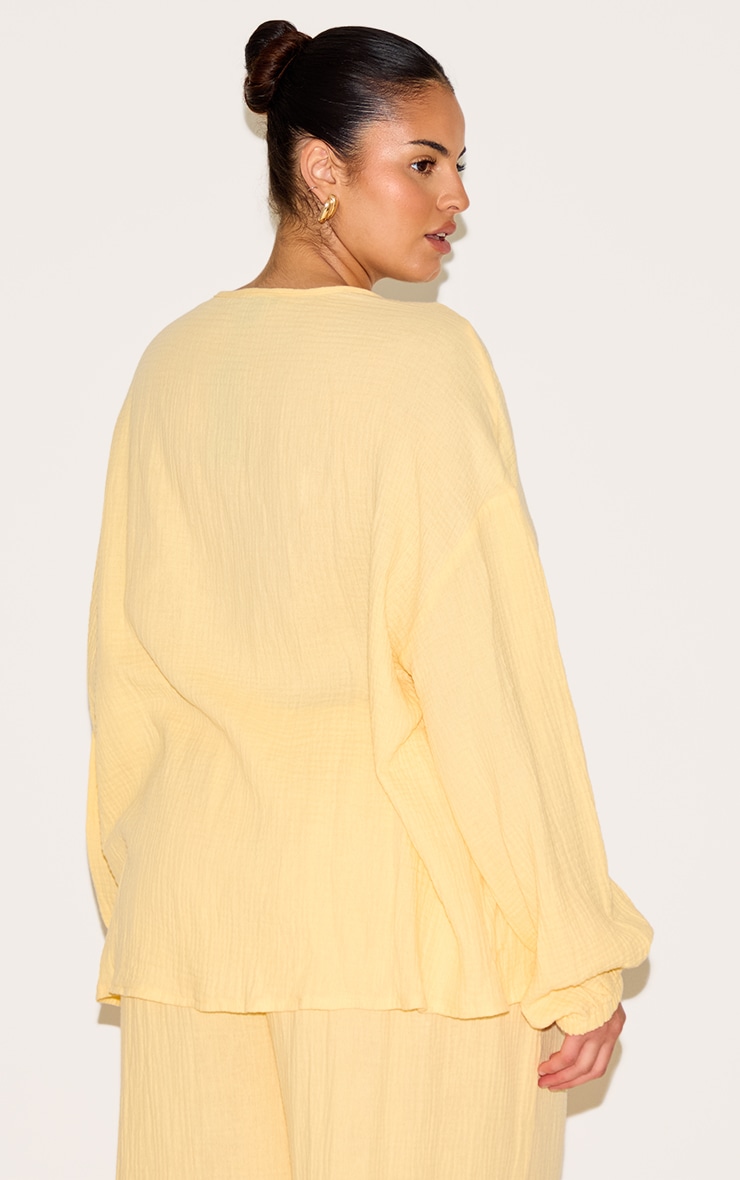 Plus Lemon Textured Cheesecloth Tie Front Shirt image 2