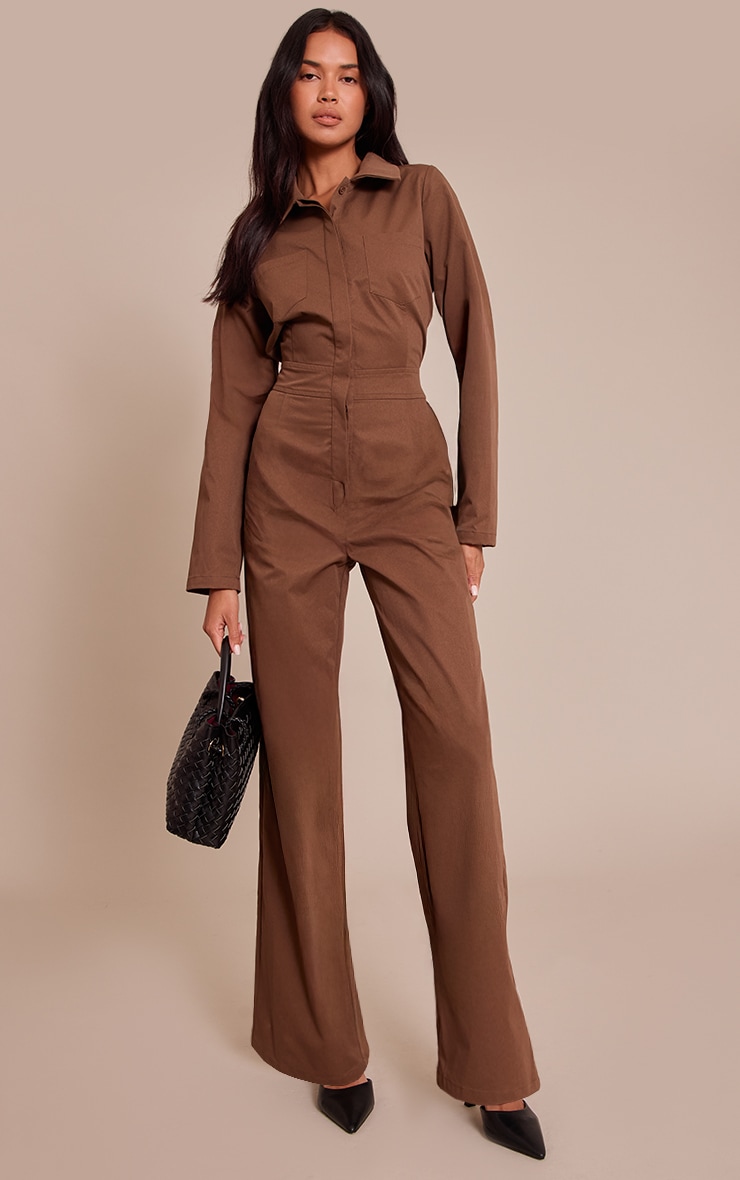 Khaki Utility Long Sleeve Jumpsuit image 1