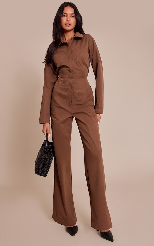 Khaki Utility Long Sleeve Jumpsuit