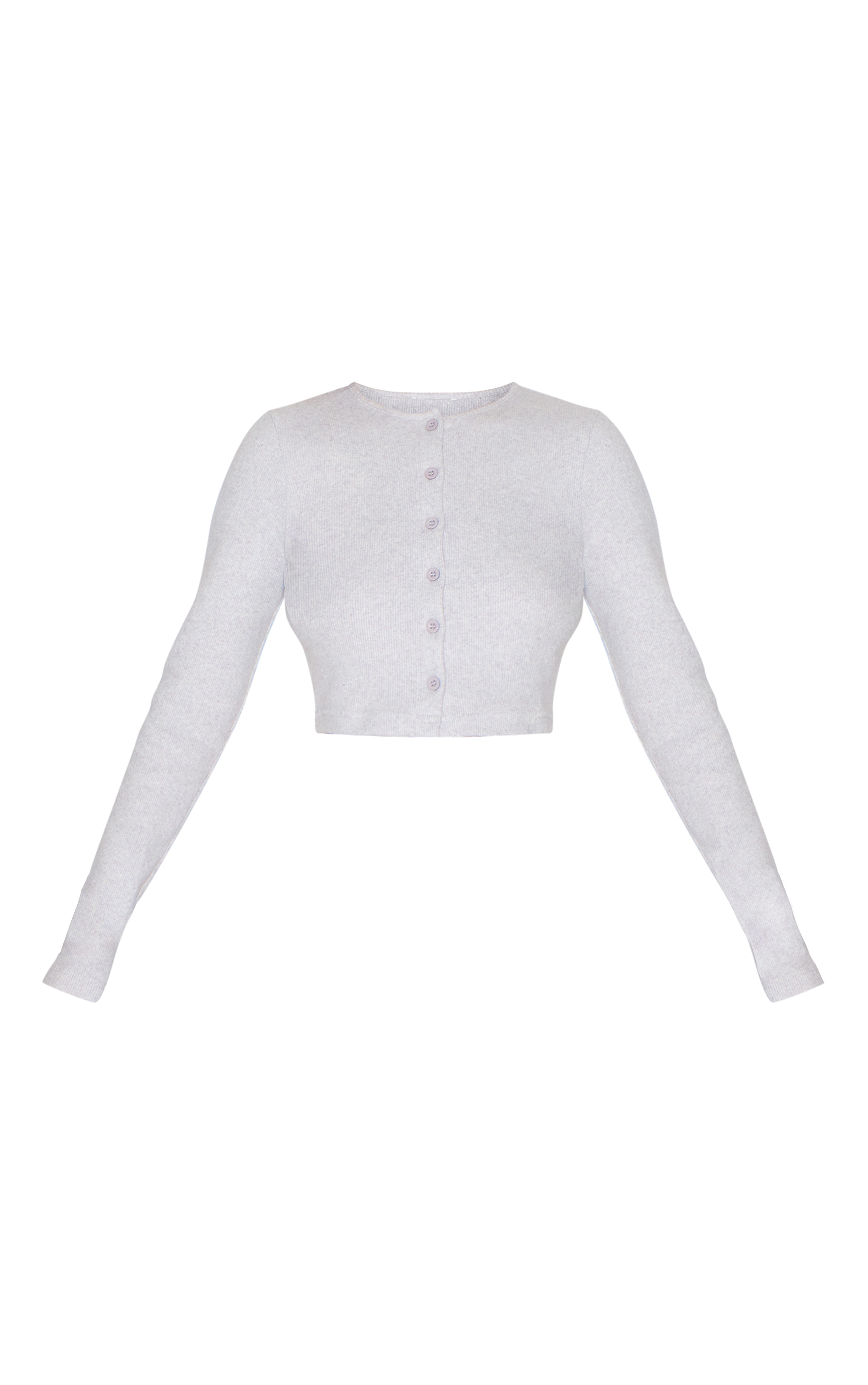 Ash Grey Brushed Rib Button Cardigan image 5