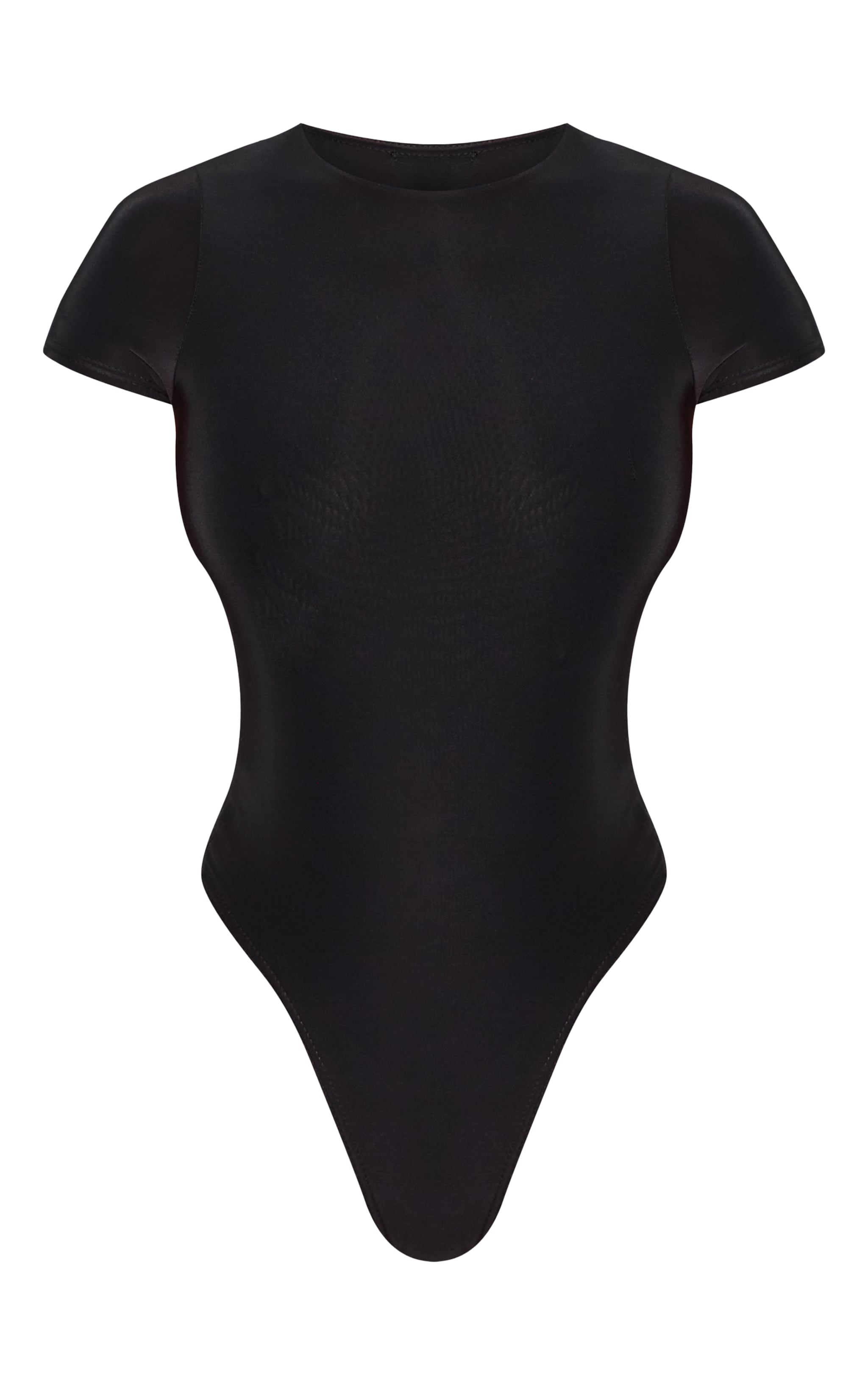 Black Basic Slinky Short Sleeve Bodysuit image 5