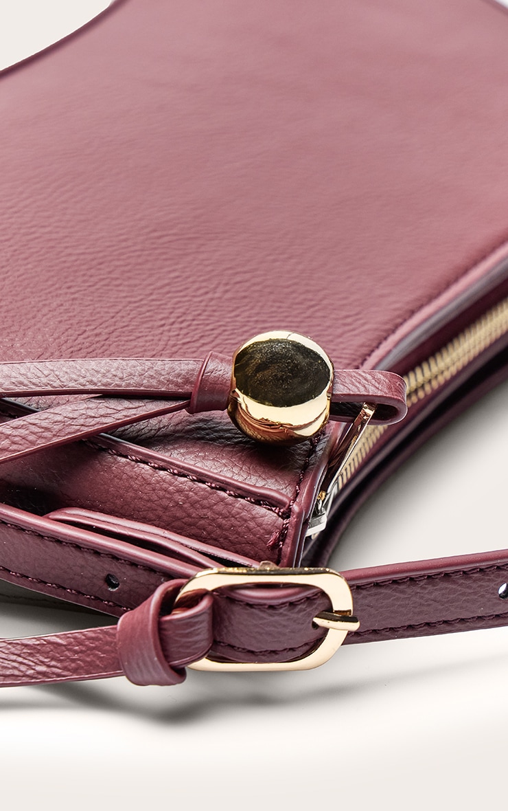 Plum Crinkle Curved Beaded Shoulder Bag image 4