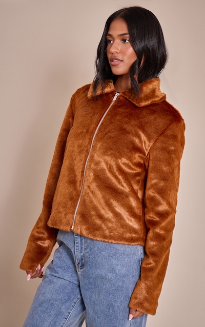 Tall Veste courte en fausse fourrure marron clair