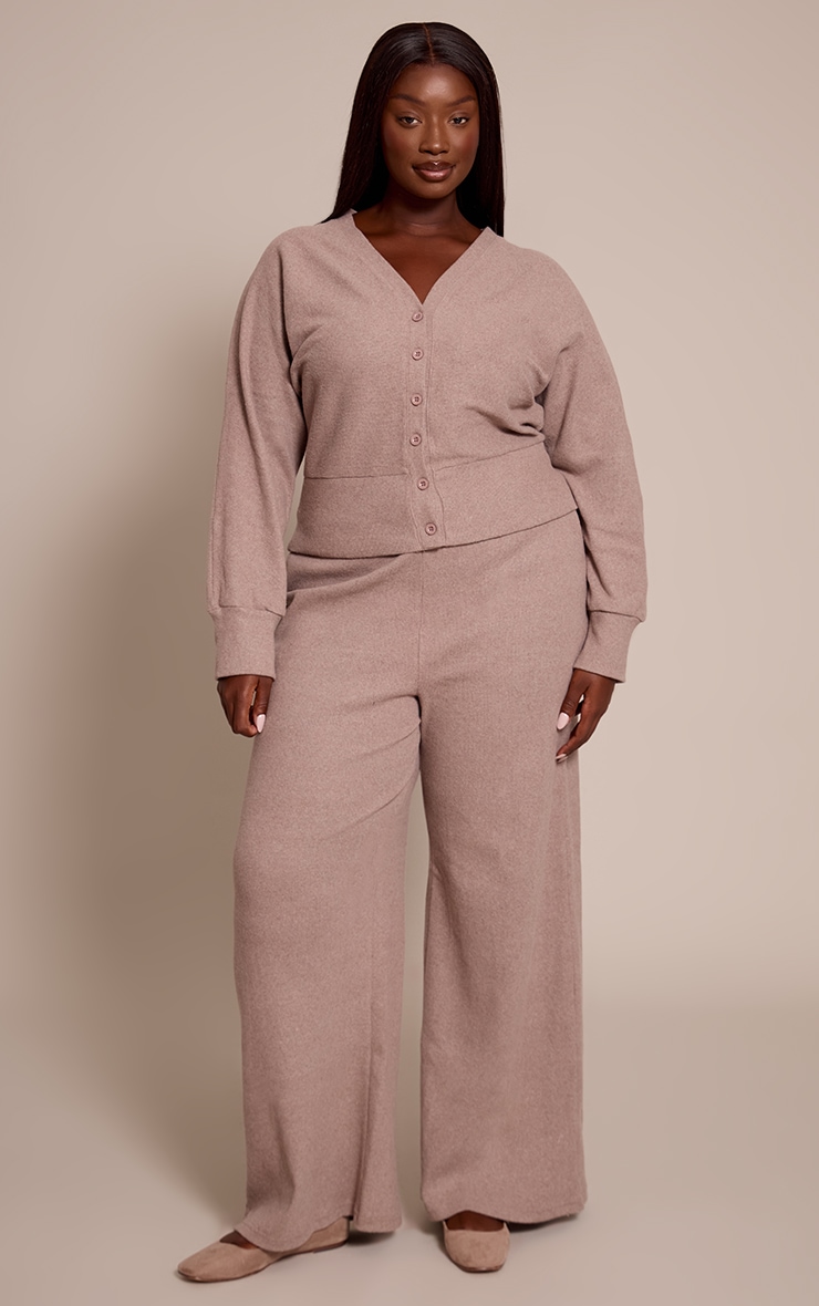 Plus Mushroom Soft Ribbed Button Up Cardigan image 3