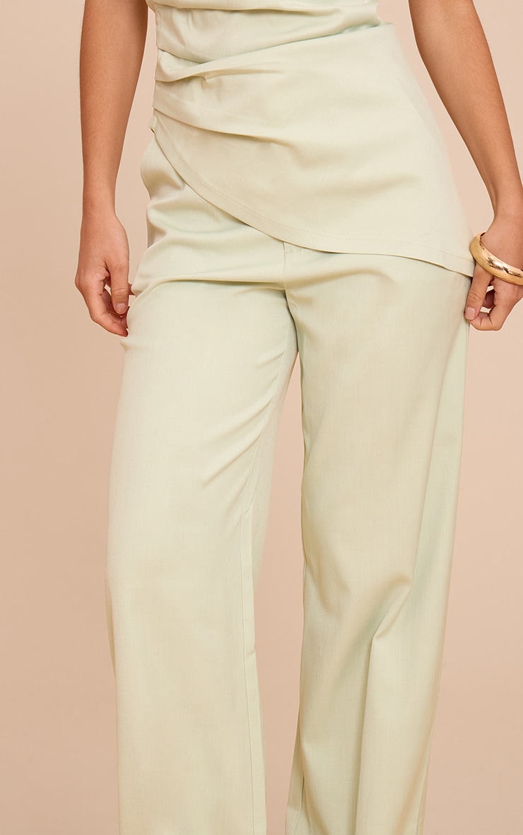 Pale Lime Tailored Woven Wide Leg Pants image 4