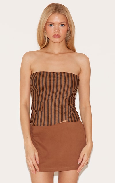 Brown Corduroy Striped Bandeau