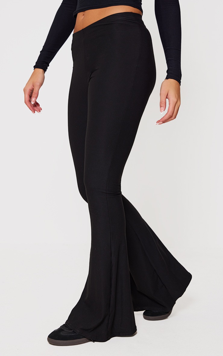 Black high waist flare trousers on sale