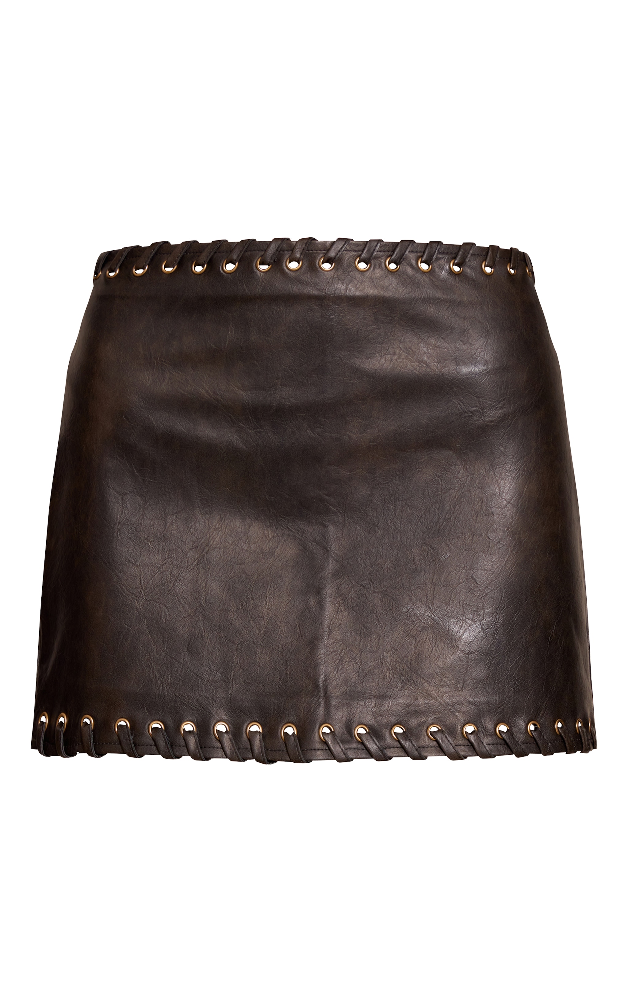 Black Faux Leather Plaited Mini Skirt image 6