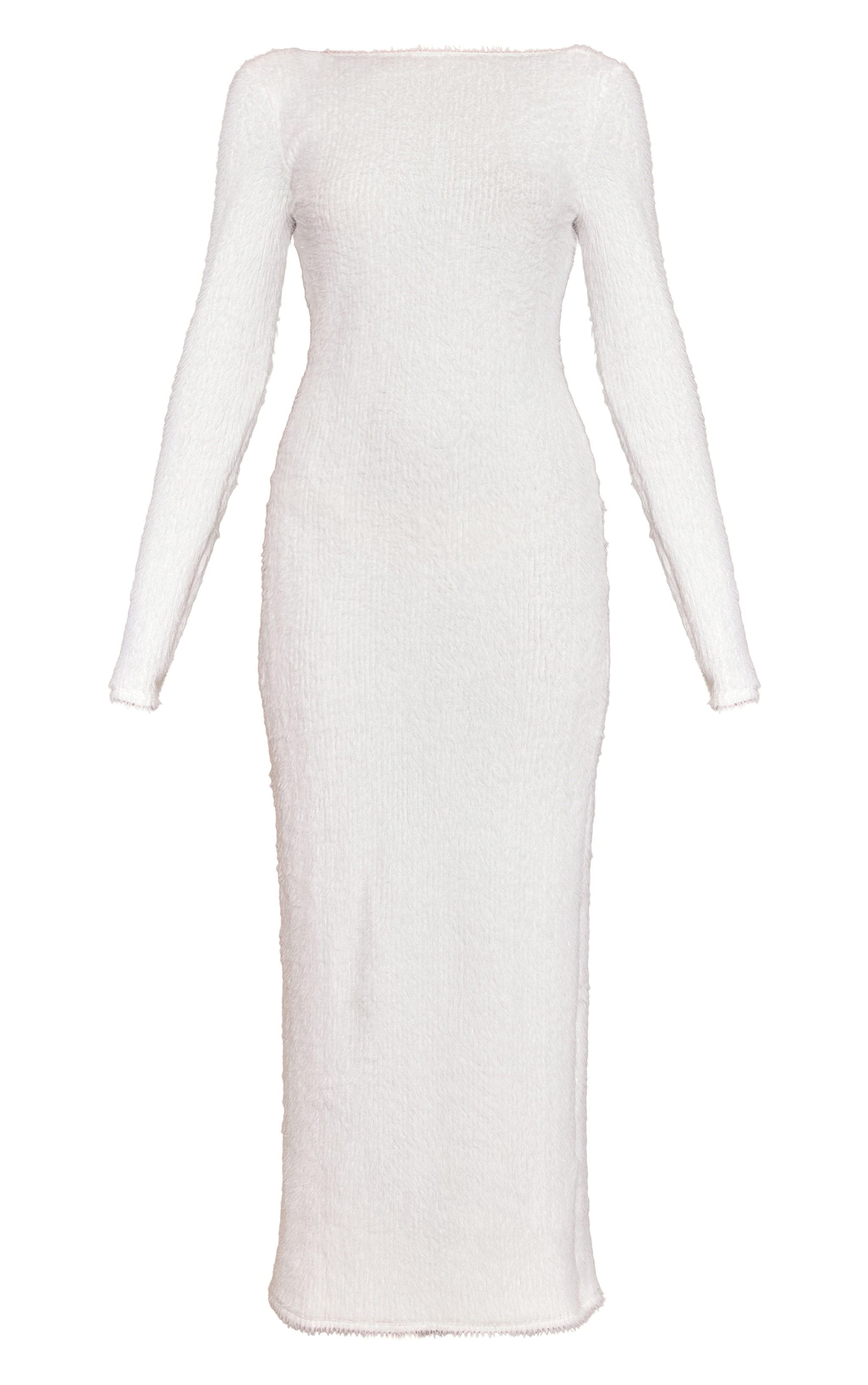 Cream Fluffy Scoop Back Maxi Dress image 5