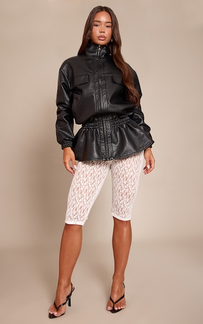 White Textured Sheer Lace Capris