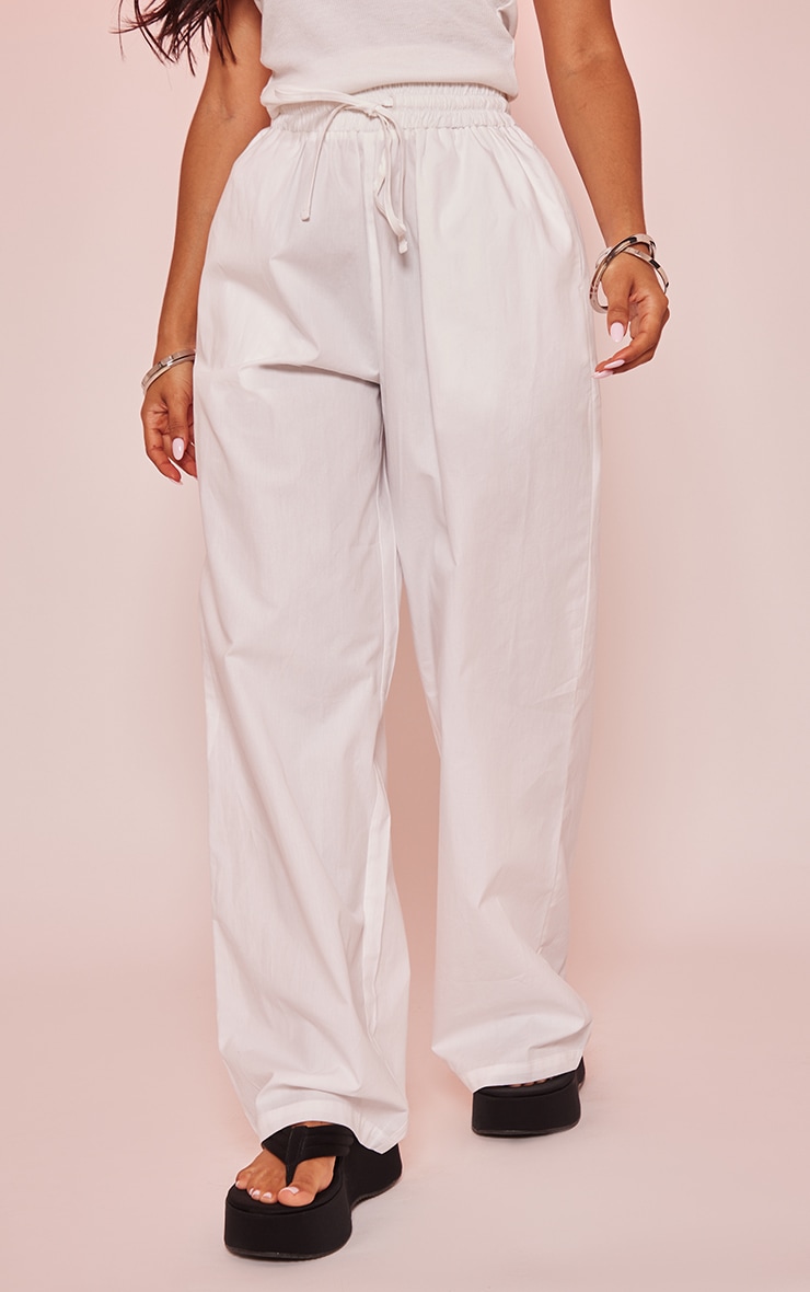 Petite White Cotton Poplin Pocket Pants image 2