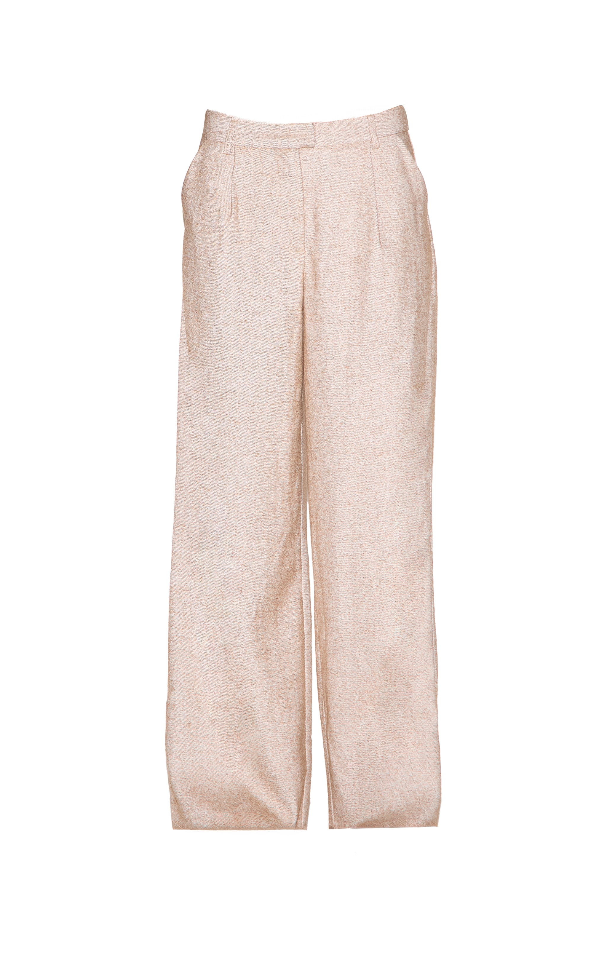 Sand Herringbone Mid Rise Tailored Trousers image 5