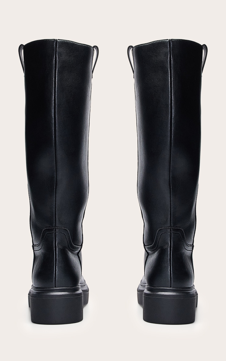 Black Chunky Straight Shaft Knee Boot image 4