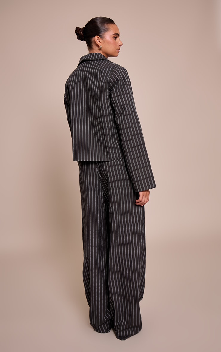 Dark Navy Pinstriped Tailored Straight Leg Pant image 3
