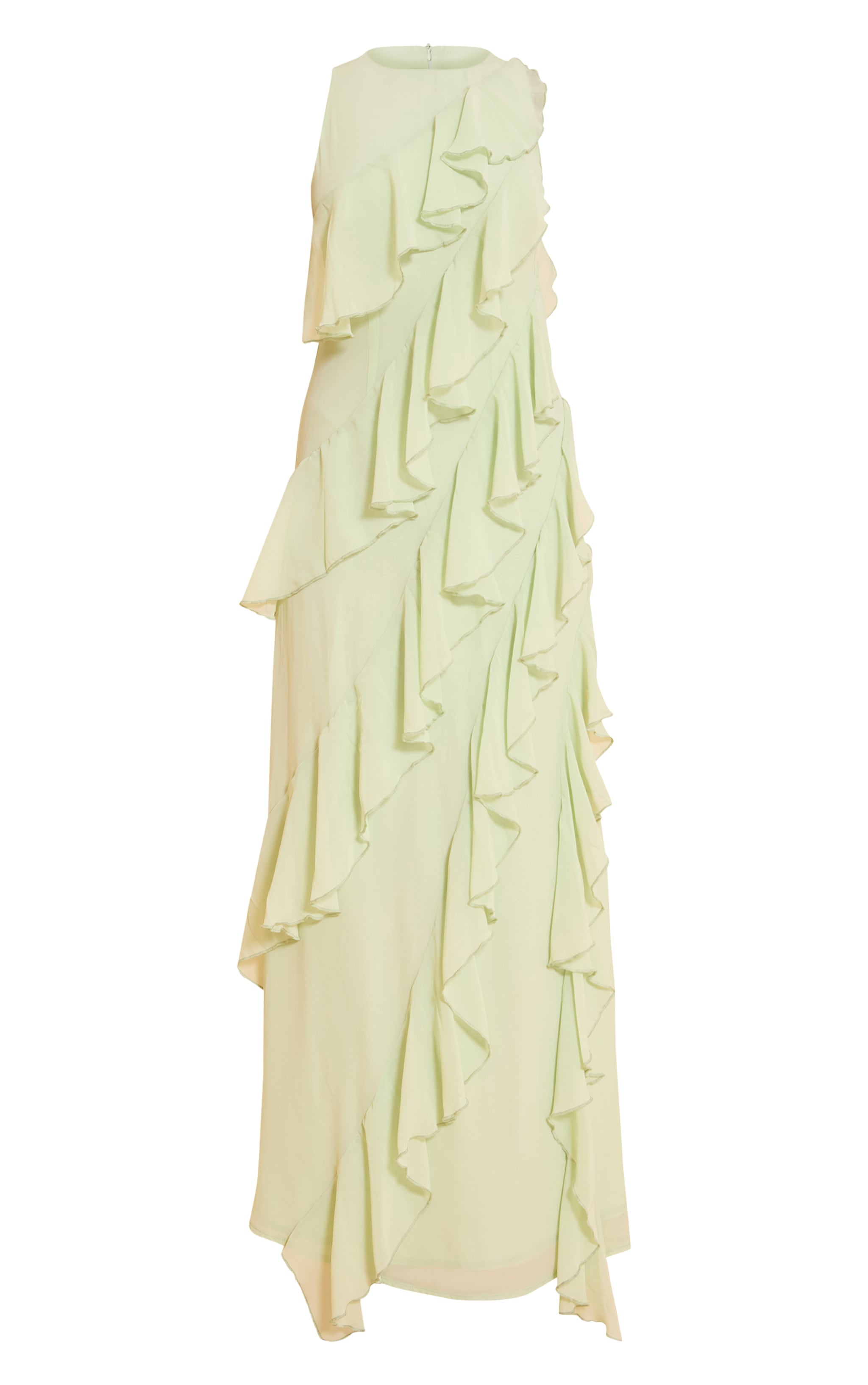  Sage Boat Neck Frill Detail Sleeveless Maxi Dress image 5