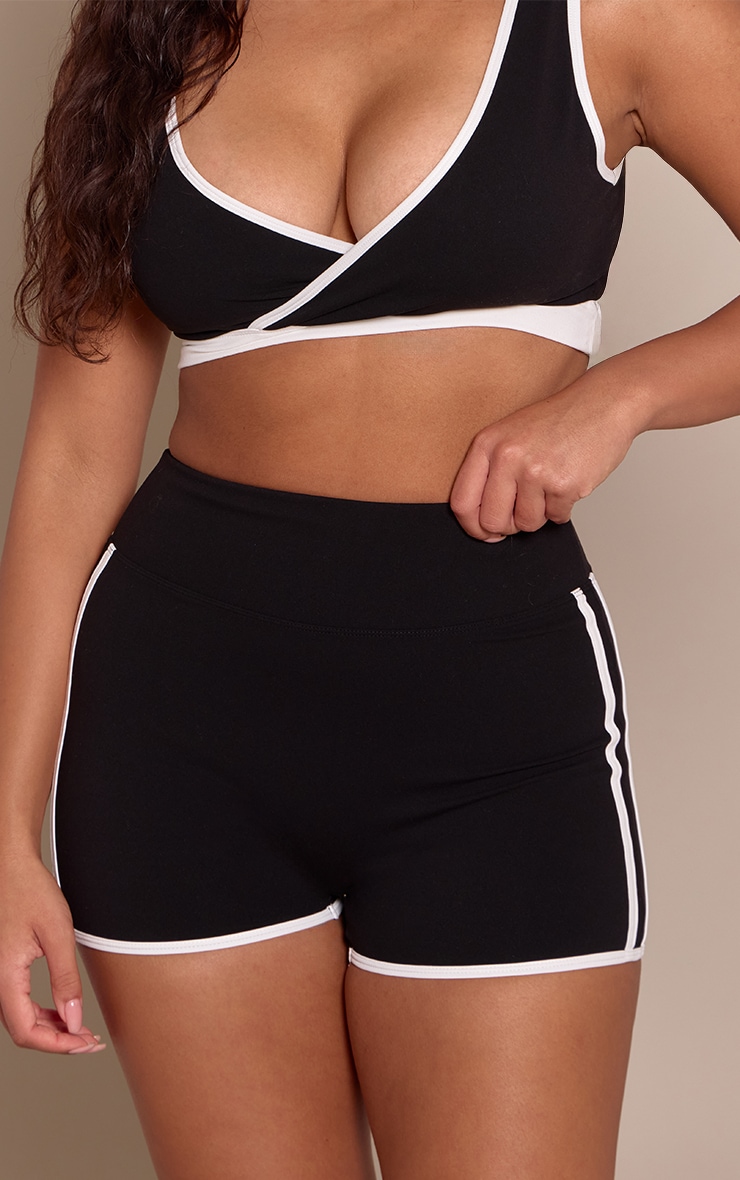 Shape Black Sculpt Contrast Stripe Detail Shorts image 2