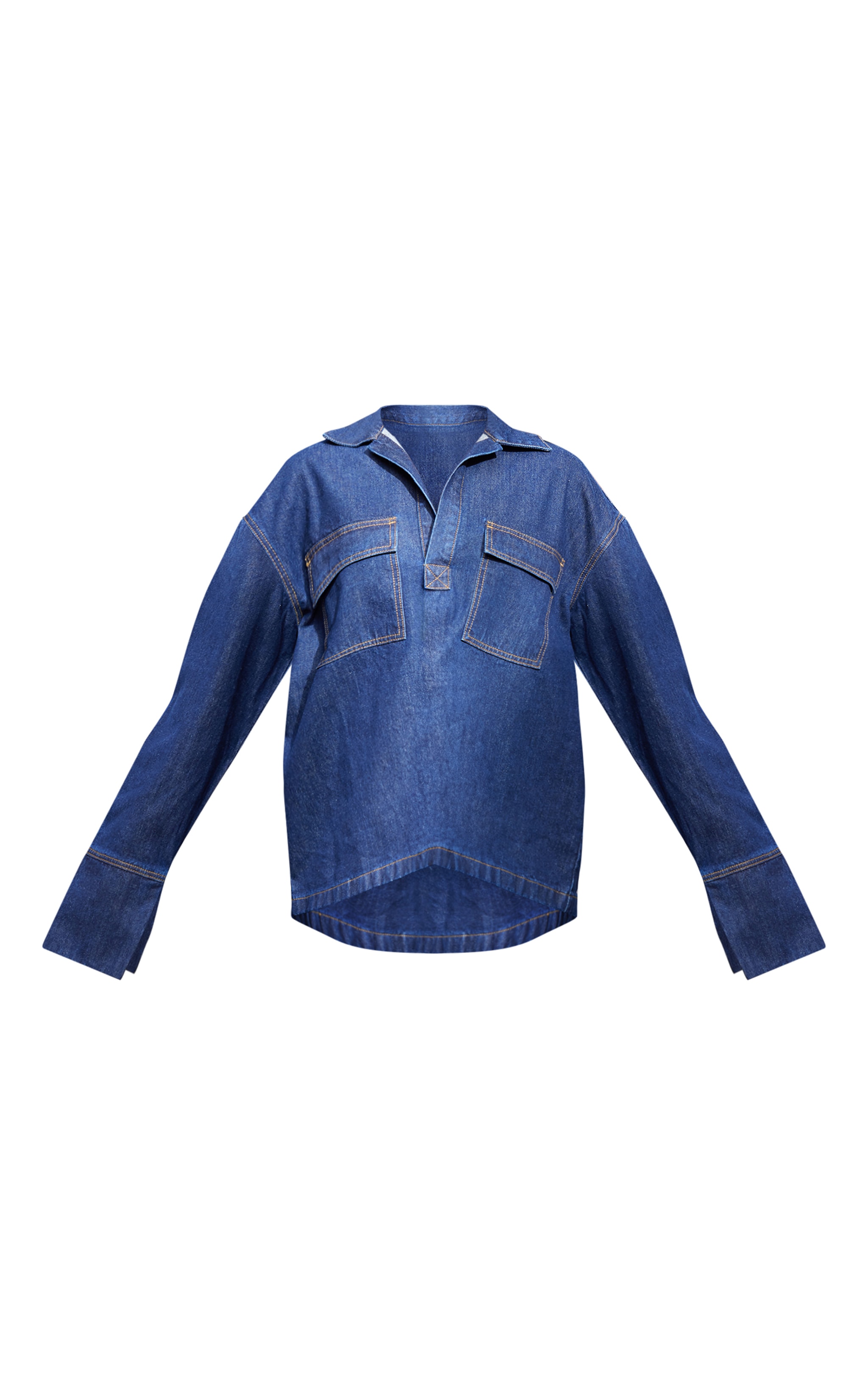 Indigo Contrast Stitch Long Sleeve Denim Rugby Shirt image 5