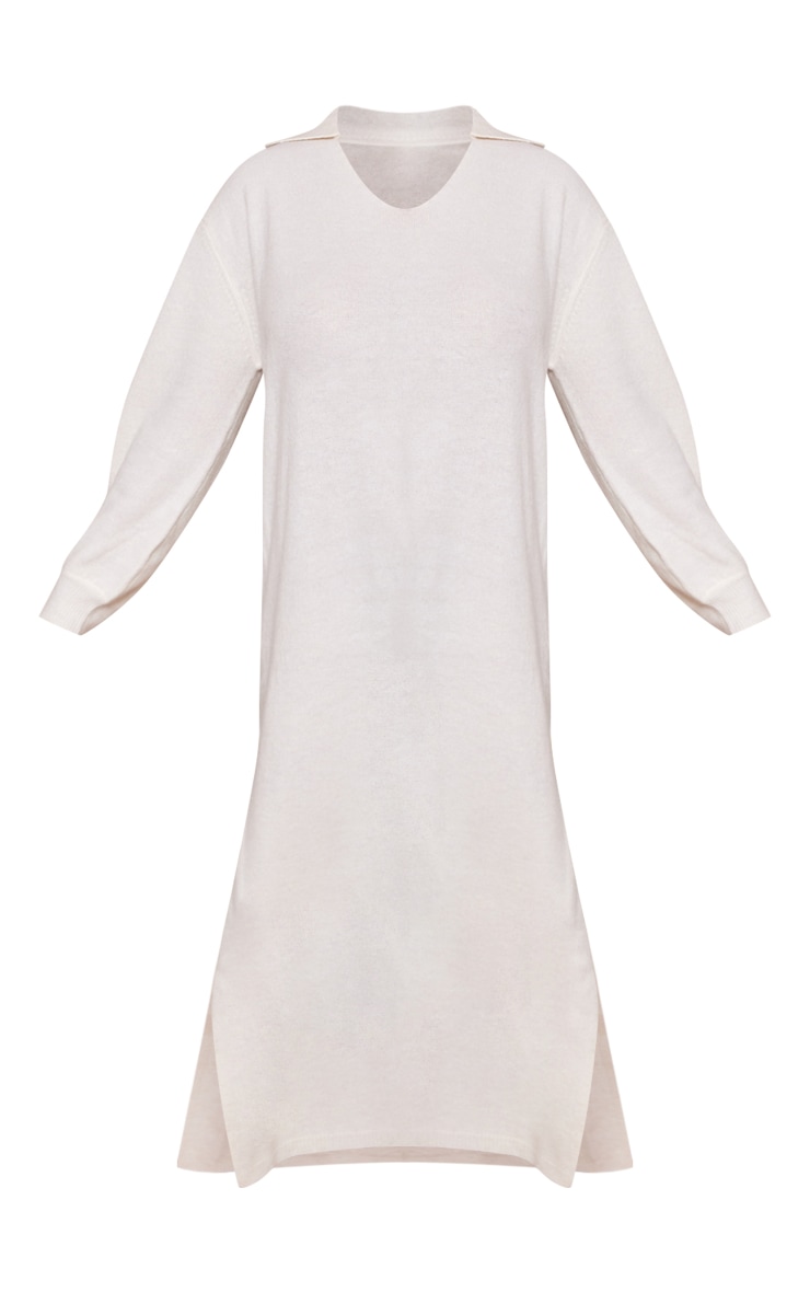 Plus Oatmeal Marl Knit Oversized Midi Jumper Dress image 5