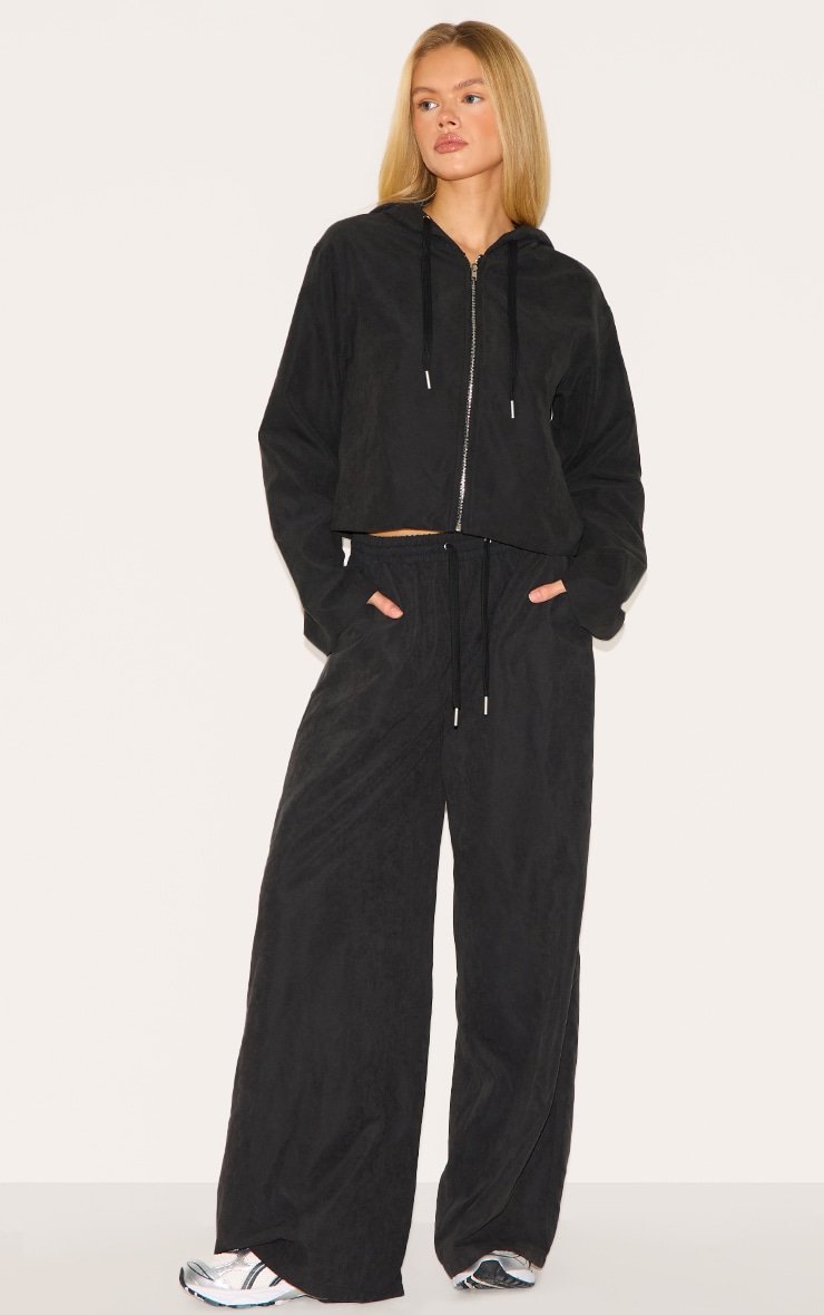 Veste en peau de pêche tissée noire à zip image 3