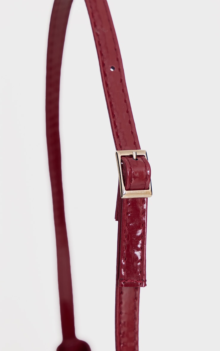 Burgundy Patent Pu Buckle Baguette Shoulder Bag image 4