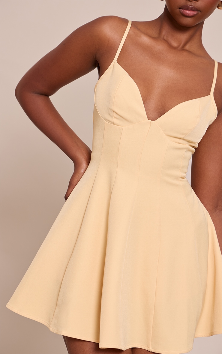 Cream Woven Pleated Shift Mini Dress image 4