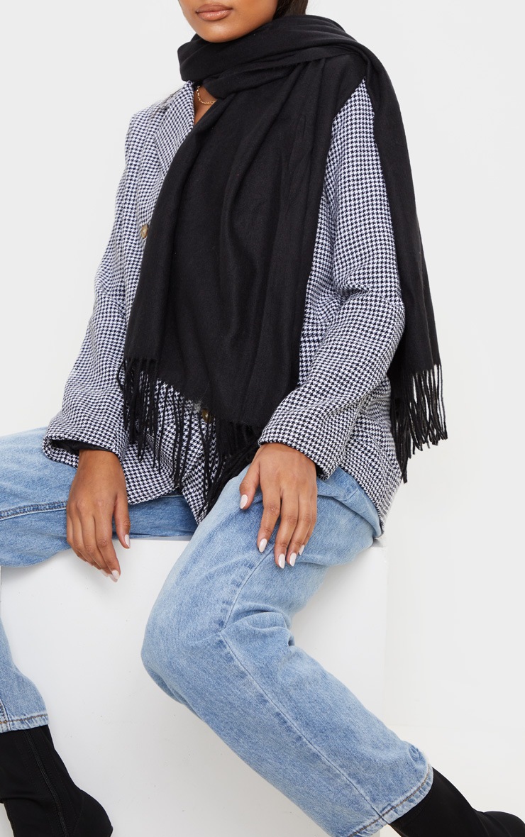 Black Basic Plain Scarf
