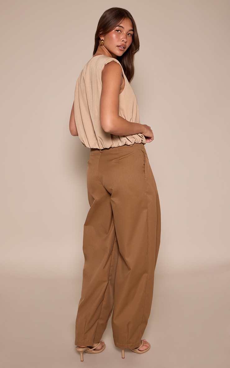 Camel Woven Pleated Balloon Trousers image 3
