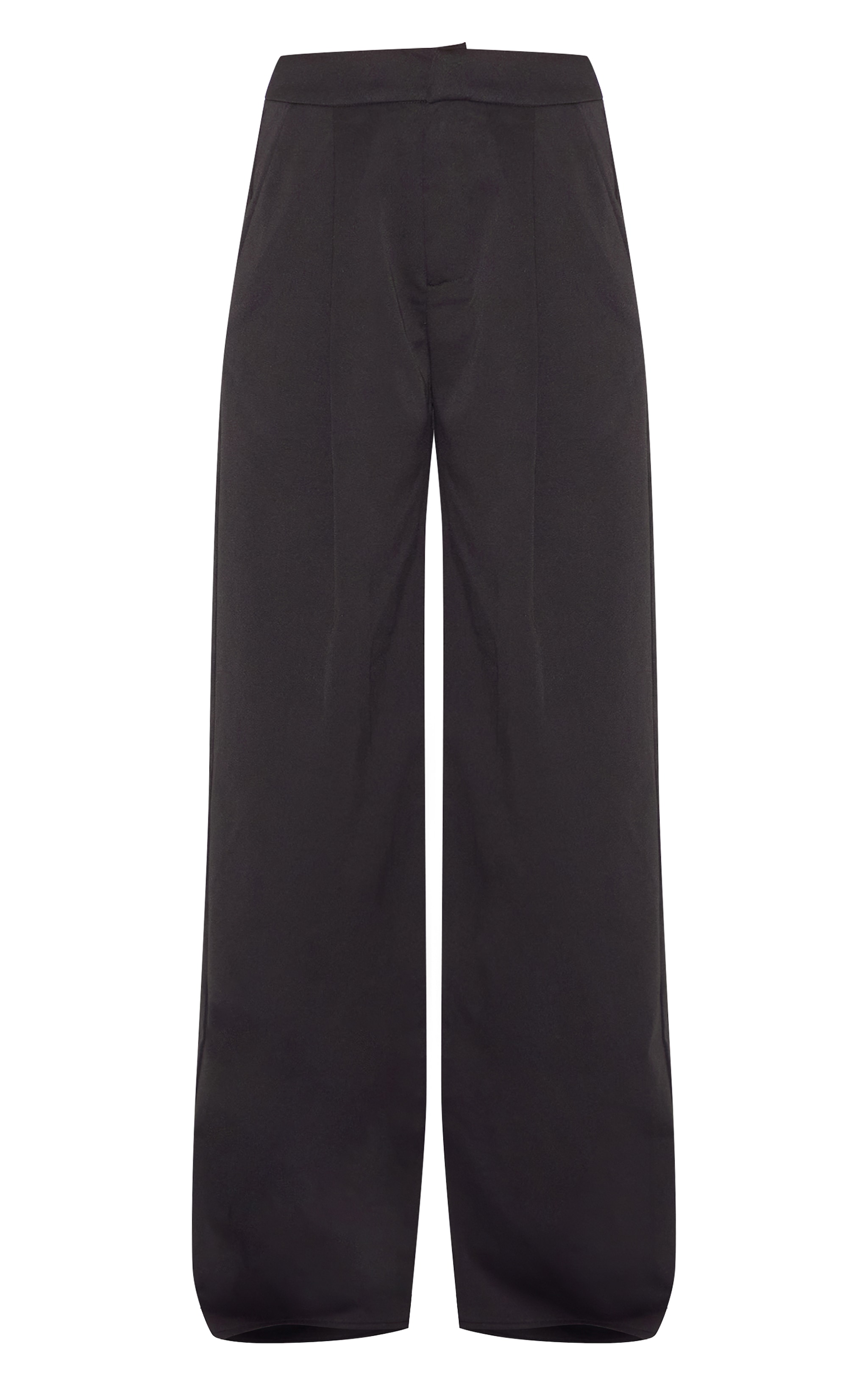 Black Premium Woven Tailored Wide Leg Pleated Pants image 5