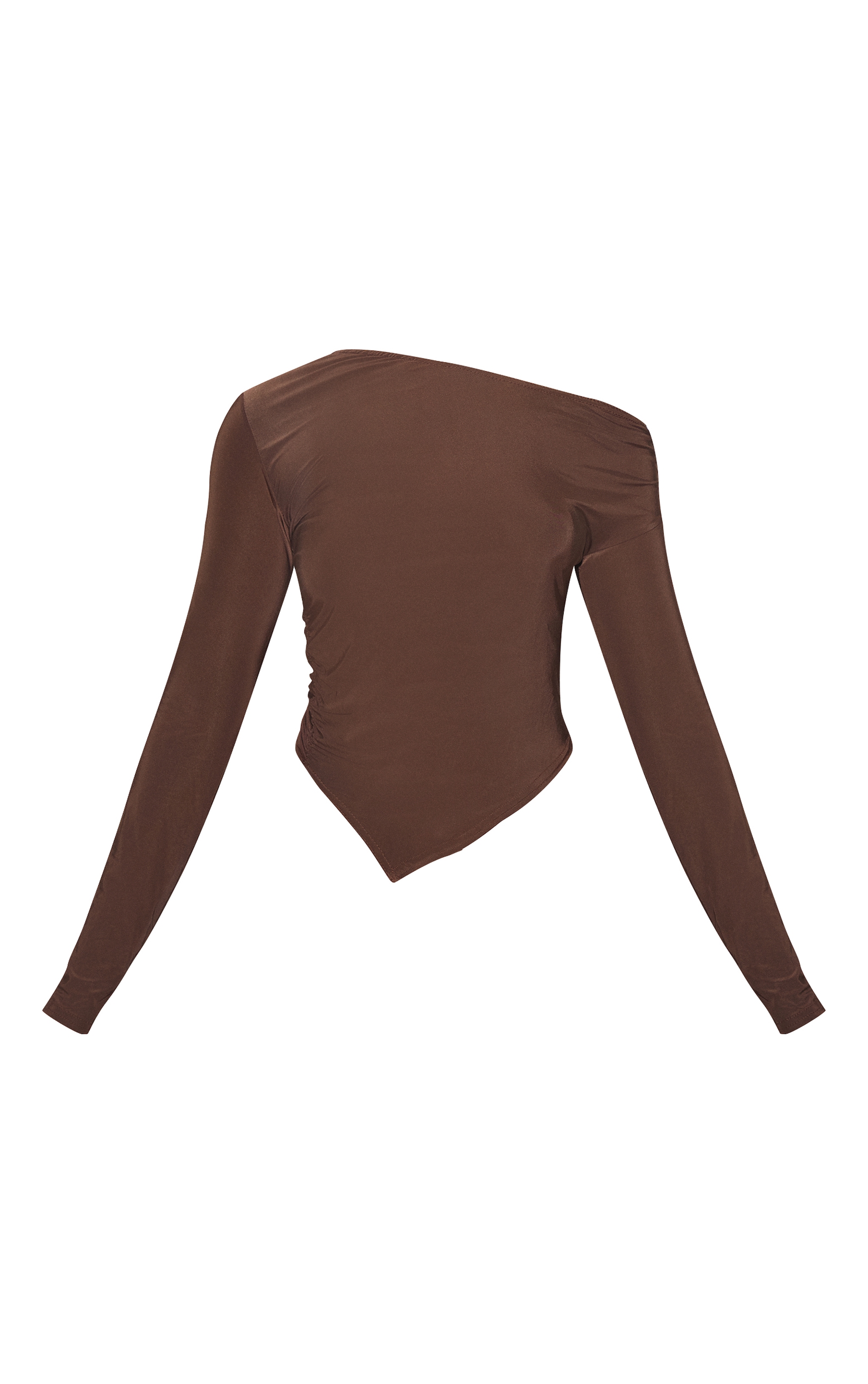 Chocolate Soft Touch Asymmetric Ruched Long Sleeve Top image 5