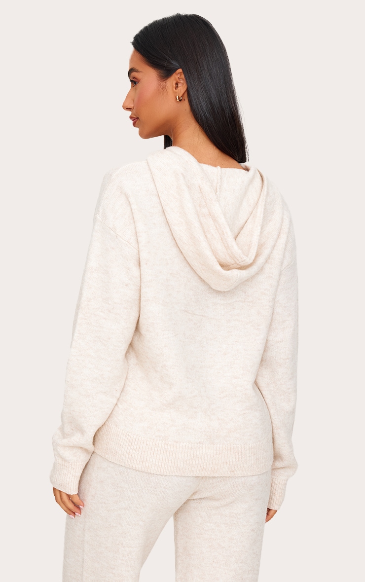 Petite Hoodie en maille tricot avoine image 2