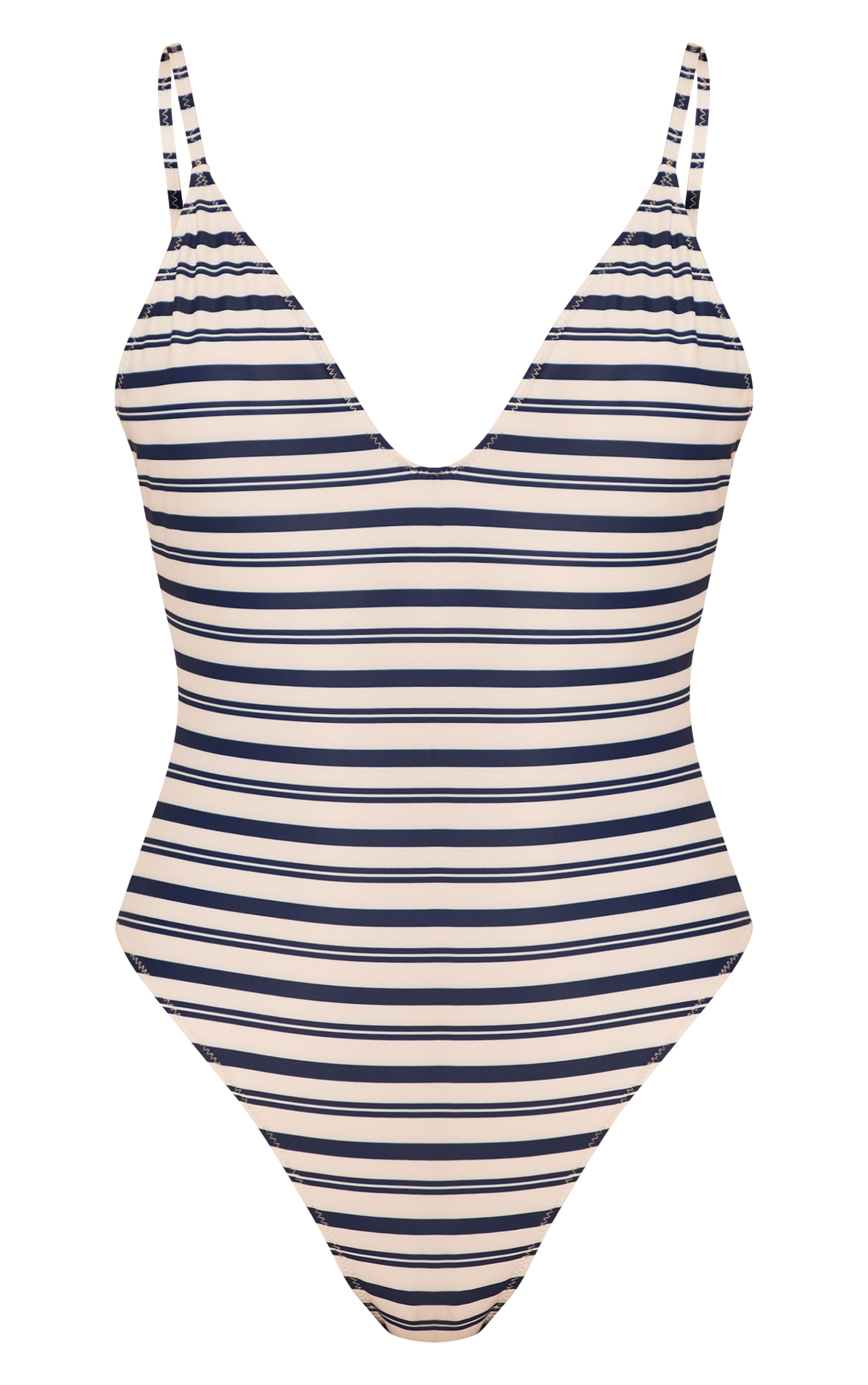 Navy Stripe Print Scoop Swimsuit image 5