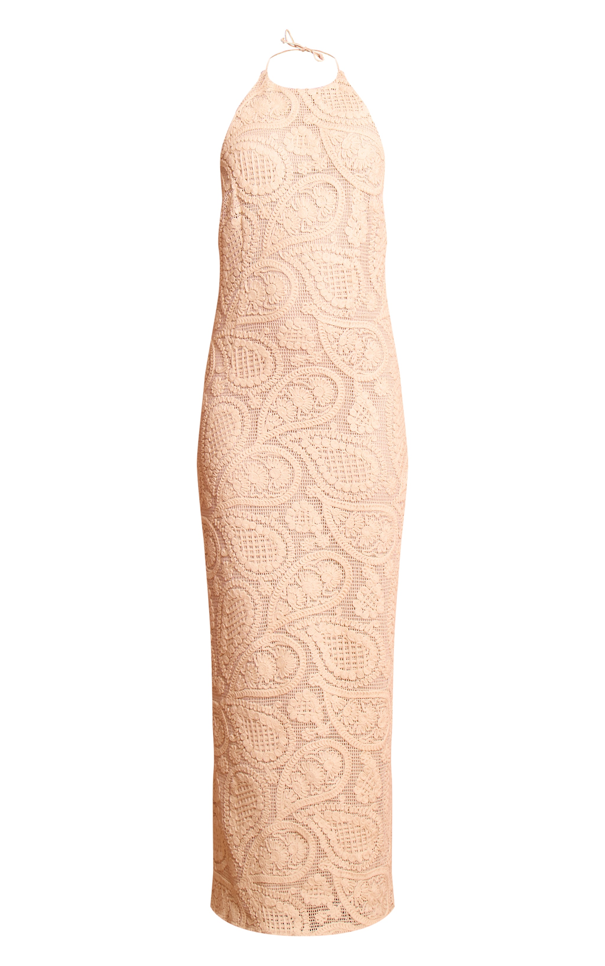 Cream Textured Strappy Low Back Maxi Dress image 5