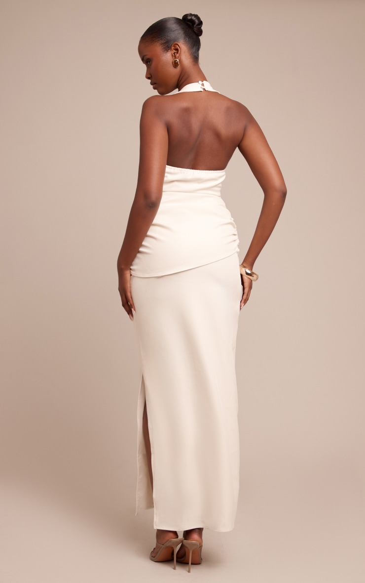 Cream Racer Ruched Maxi Dress image 2