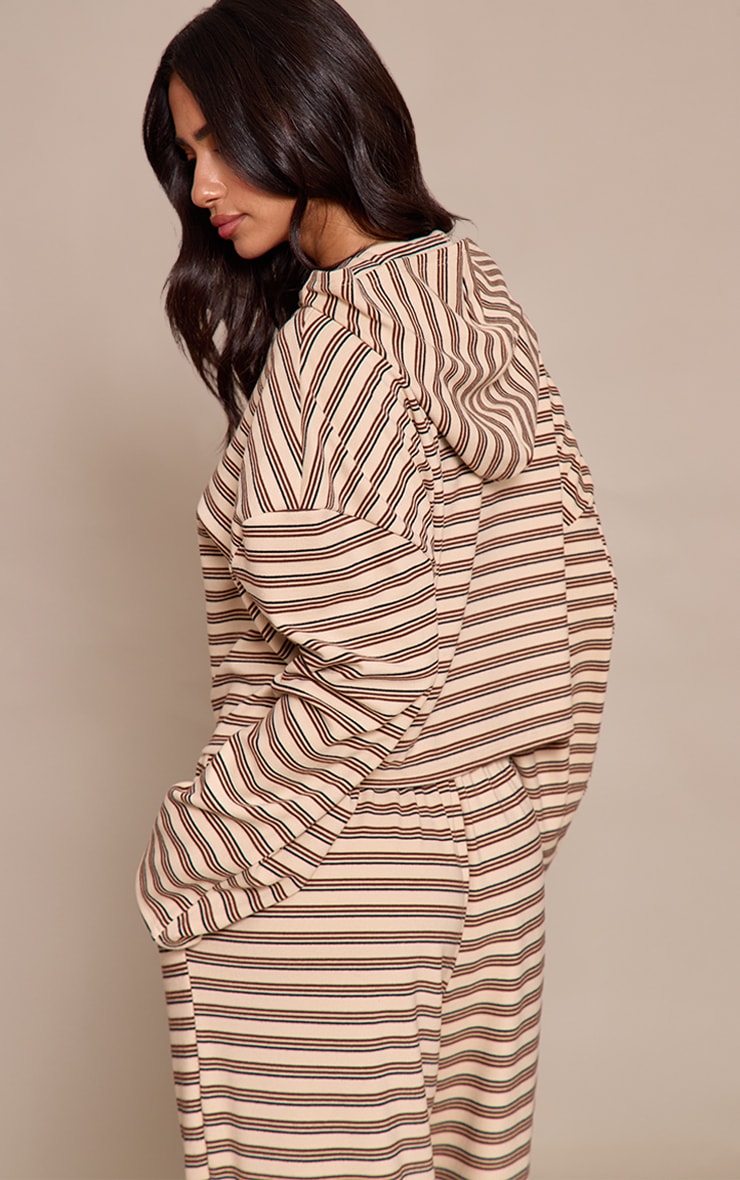 Petite Veste en polaire douce beige à rayures et zip image 2